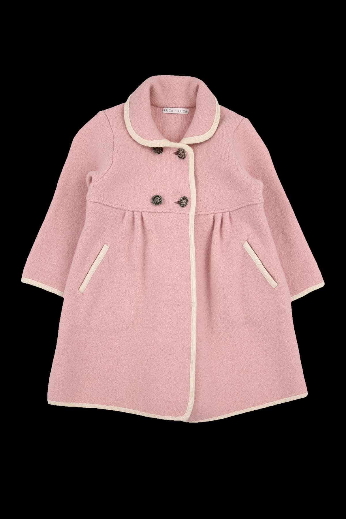 [키즈] 투버튼 배색 울 코트