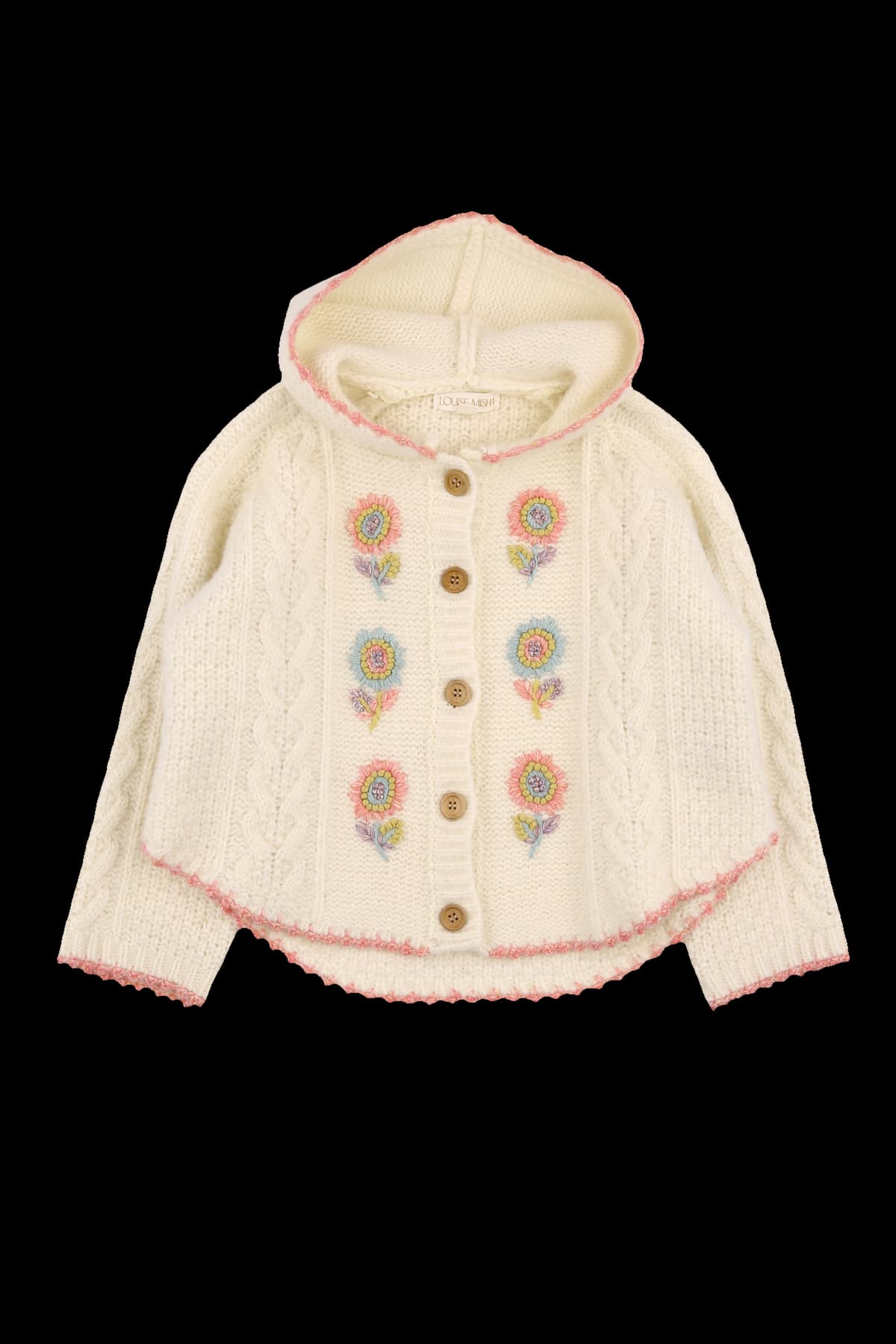 [키즈] 플라워 자수 후드 가디건