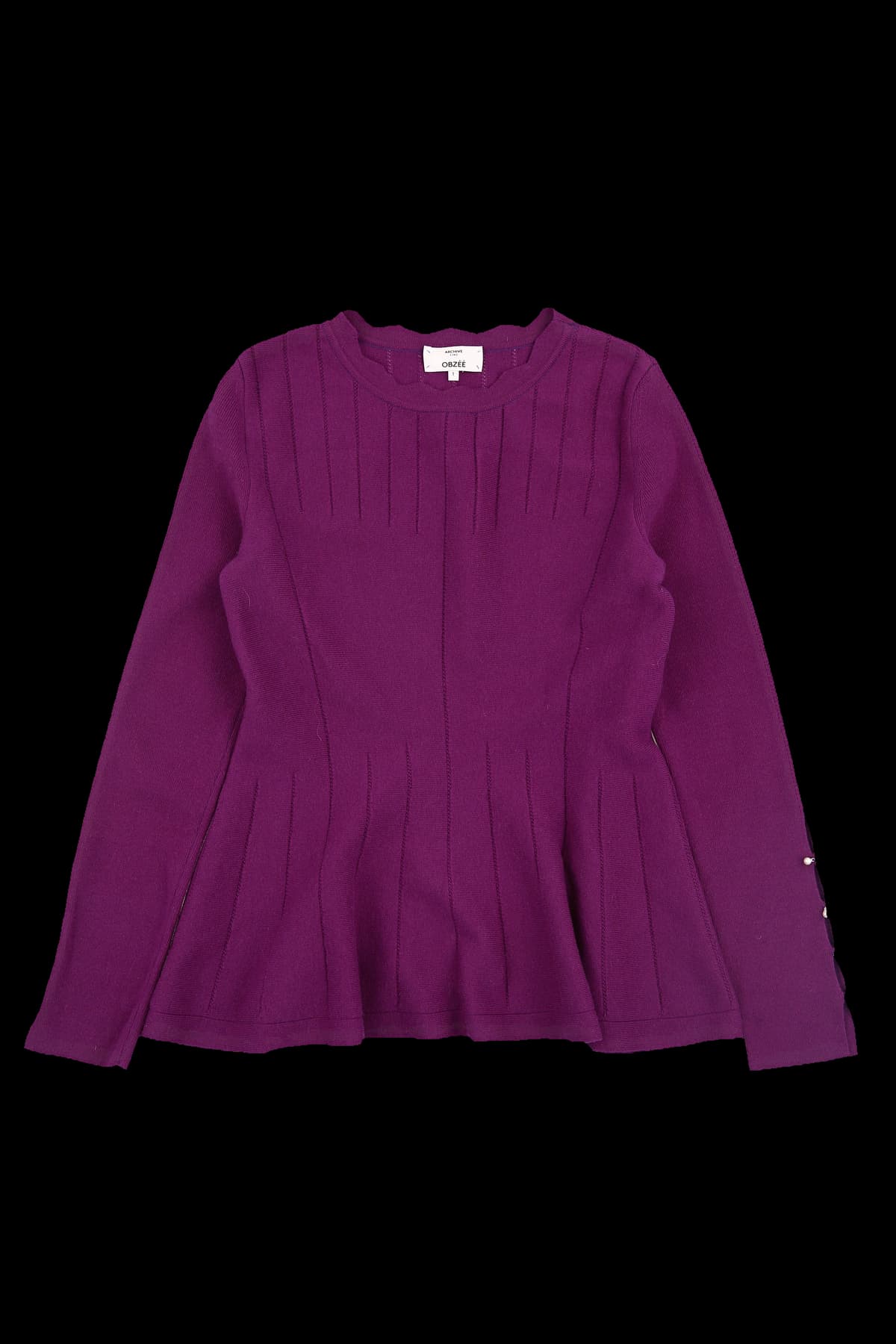 진주 소매 버튼 니트