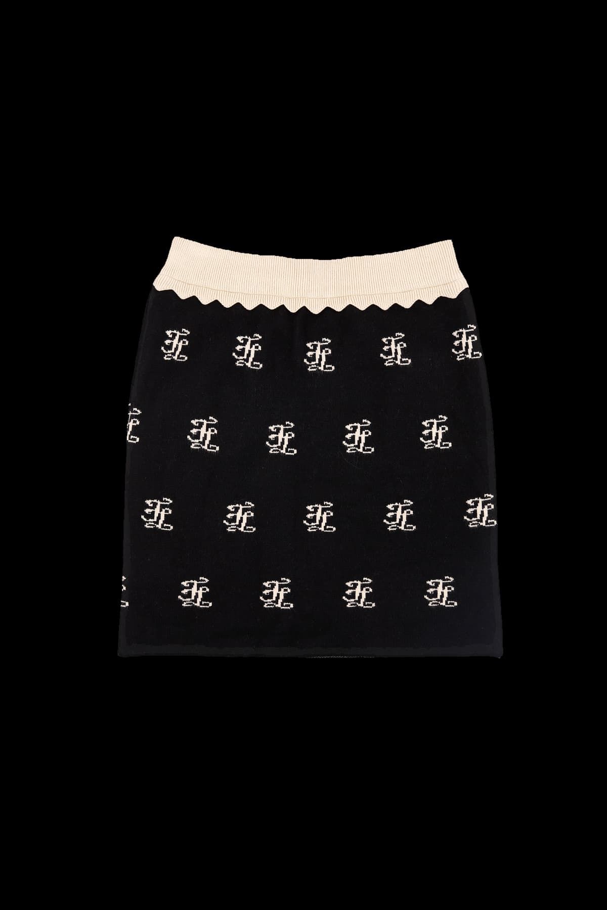 배색 니트 스커트