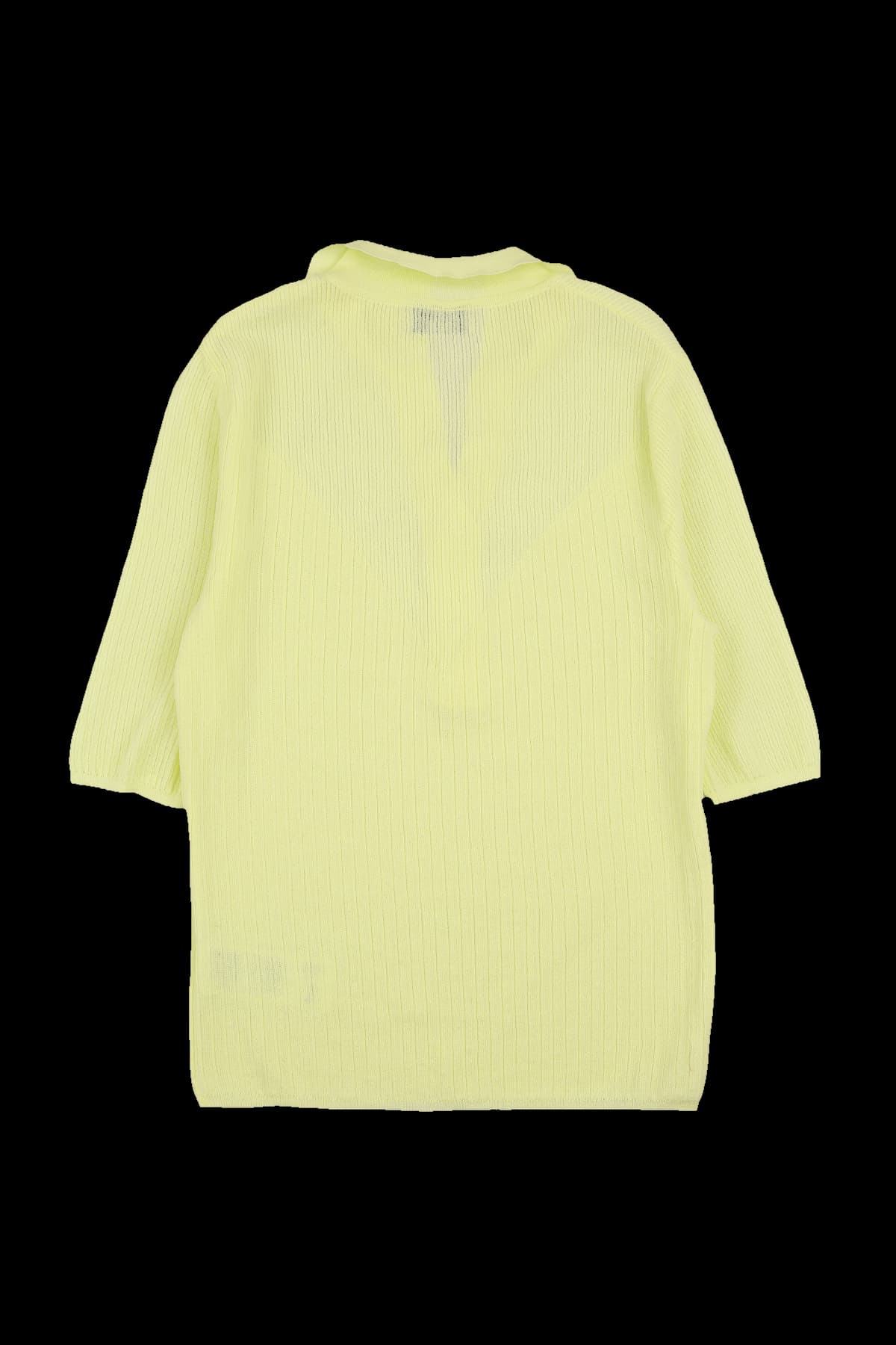 큐빅 버튼 카라 반팔 니트