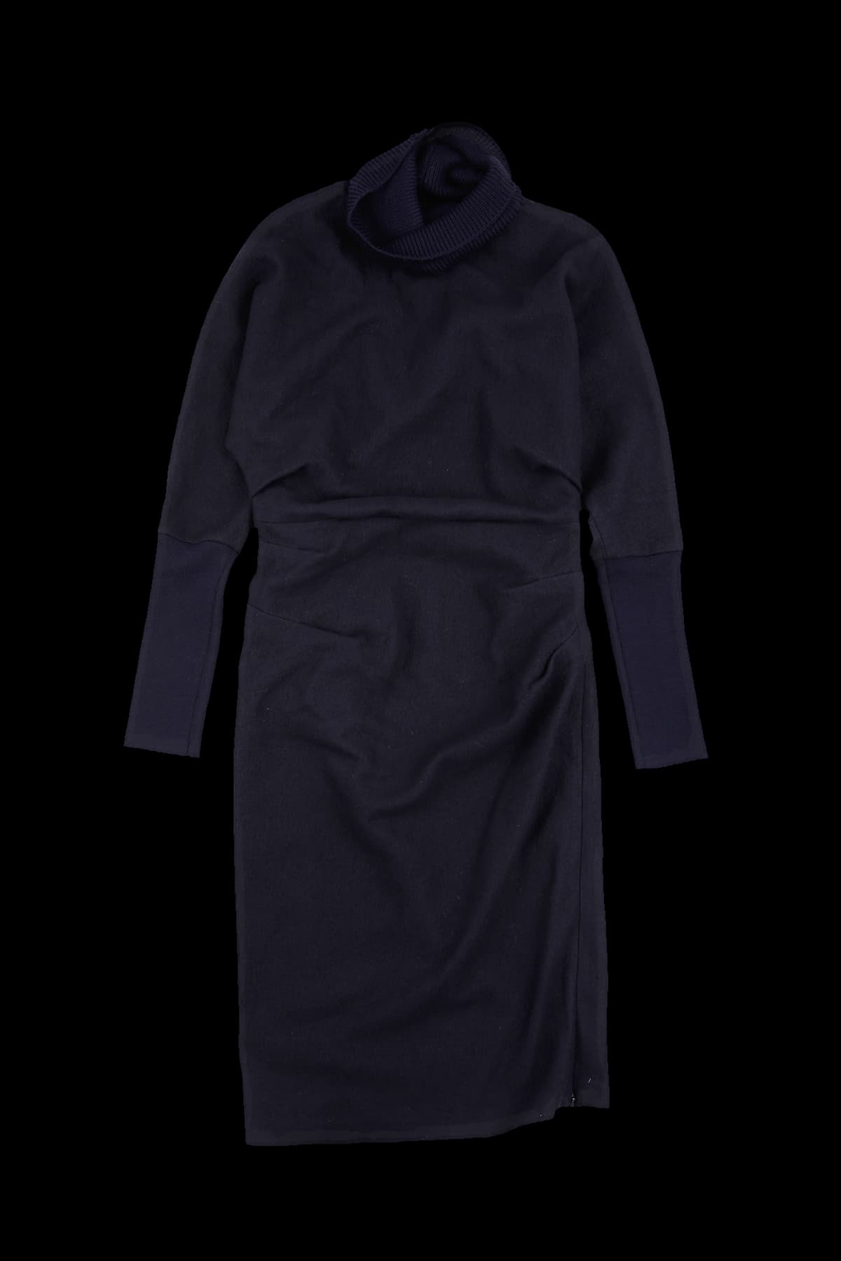 울 니트 믹스 터틀넥 원피스