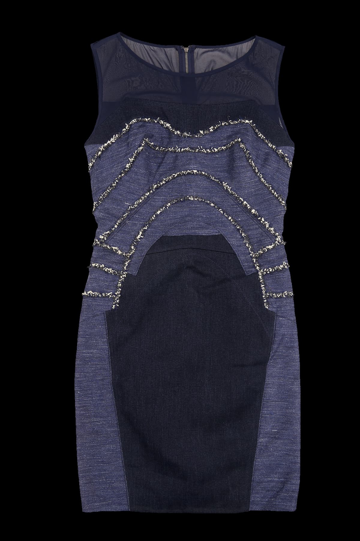 슬리브리스 데님 배색 원피스