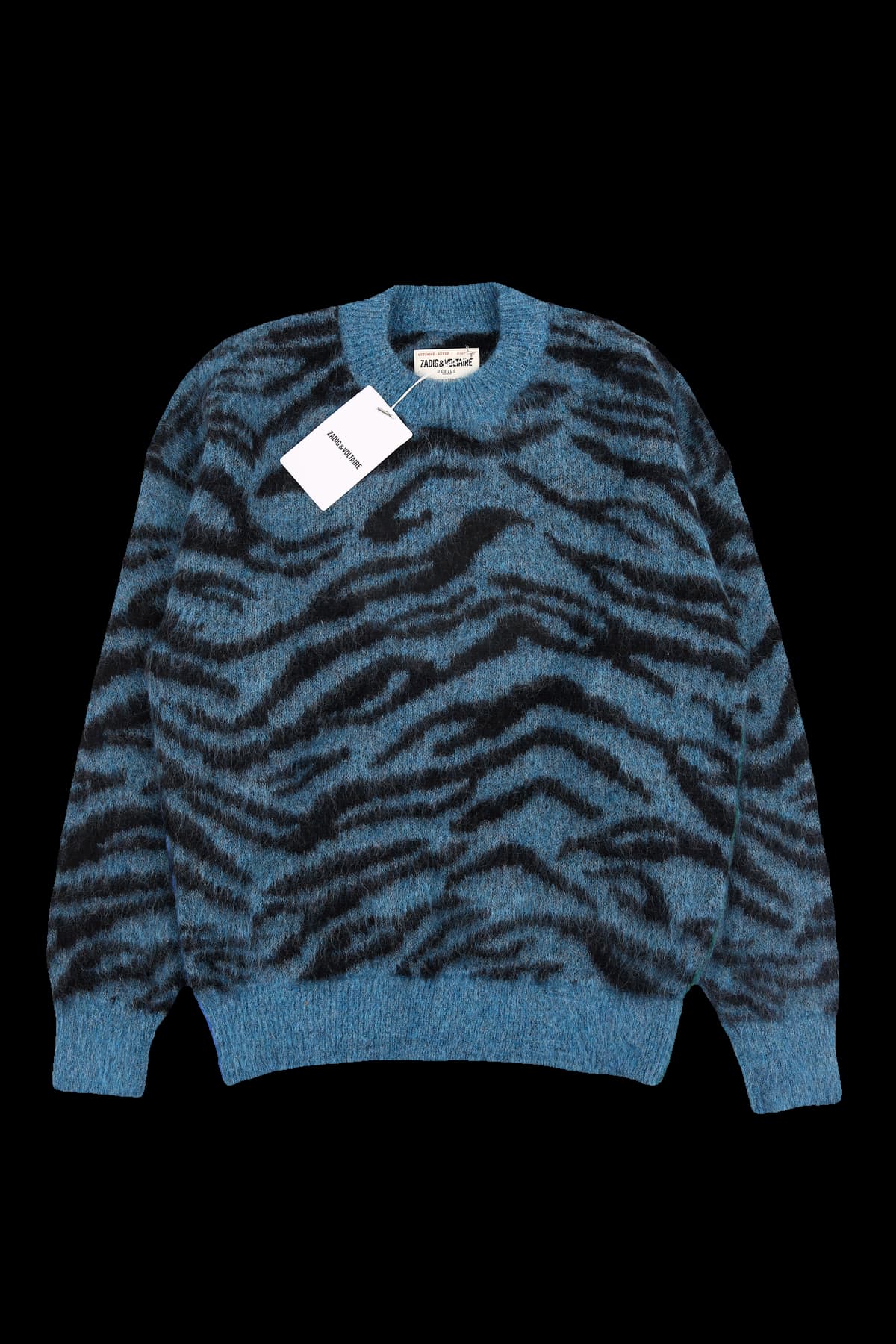 [새상품] 호피 배색 라운드넥 니트