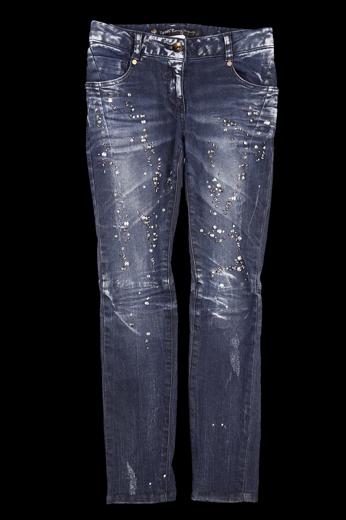 비즈 포인트 스키니 데님