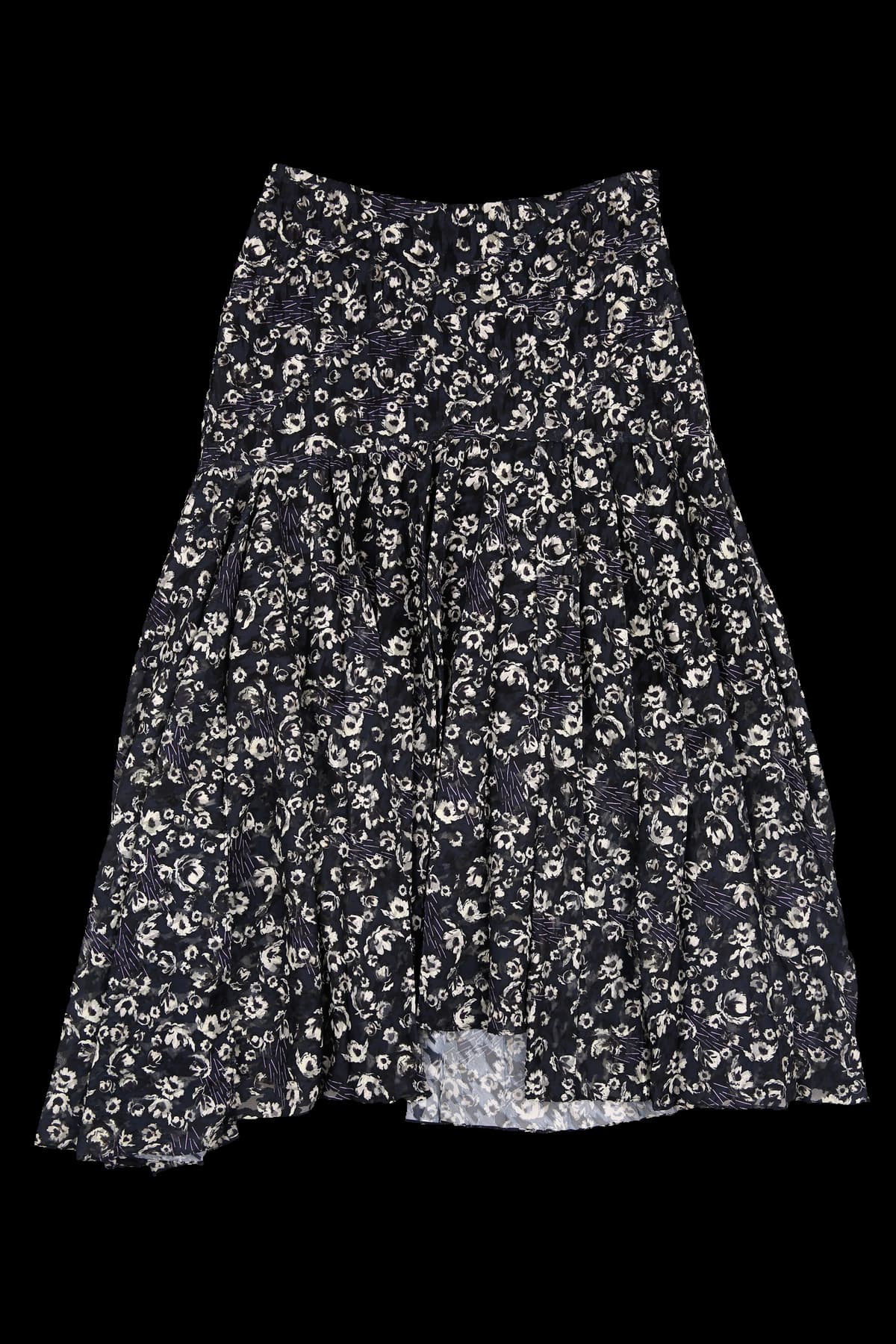 플라워 패턴 플리츠 스커트