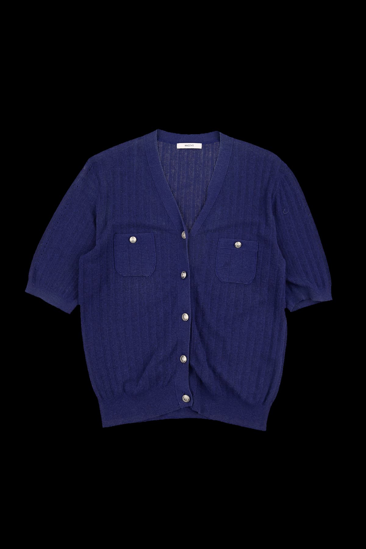 포켓 버튼 반팔 가디건