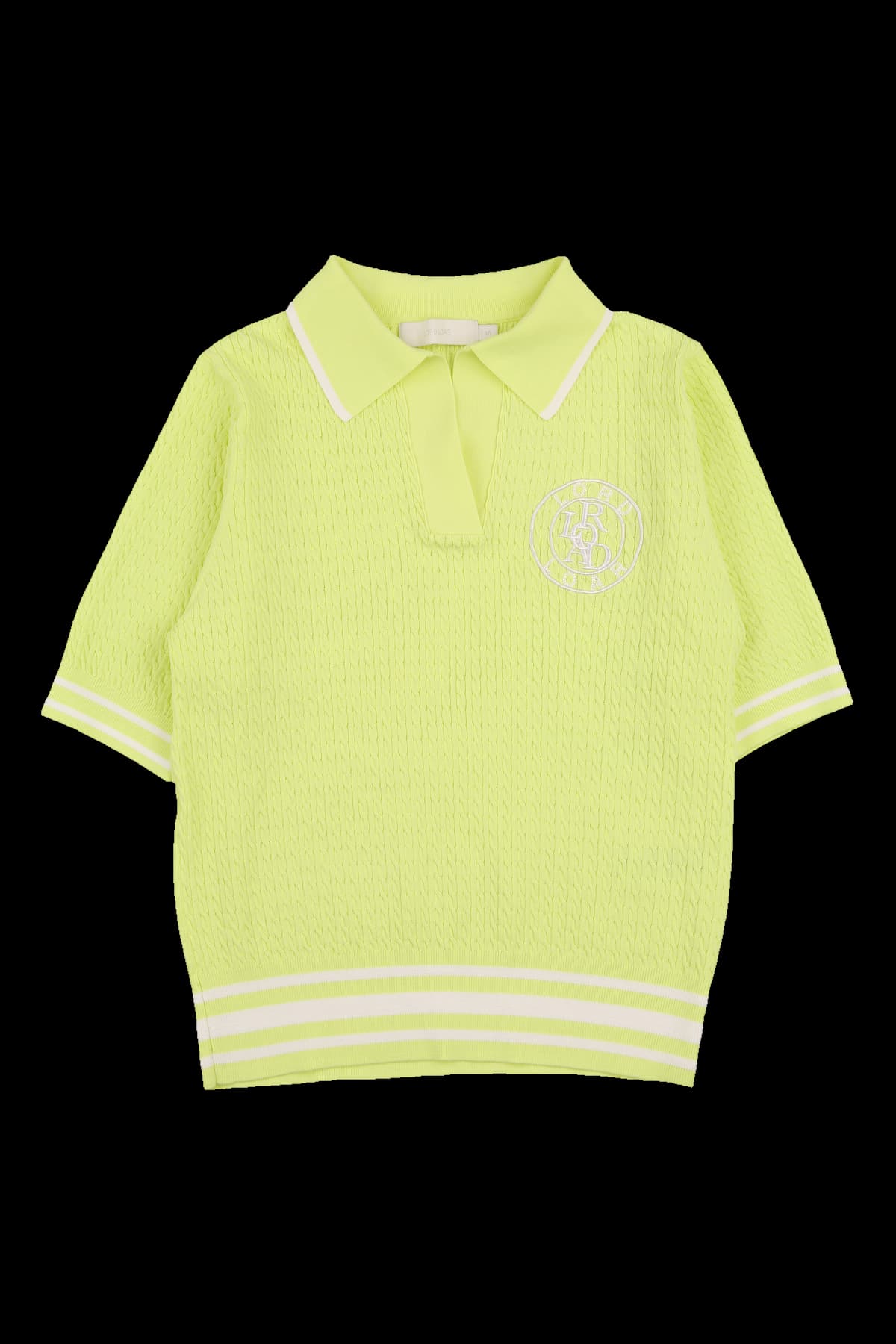 자수 케이블 카라 반팔 니트