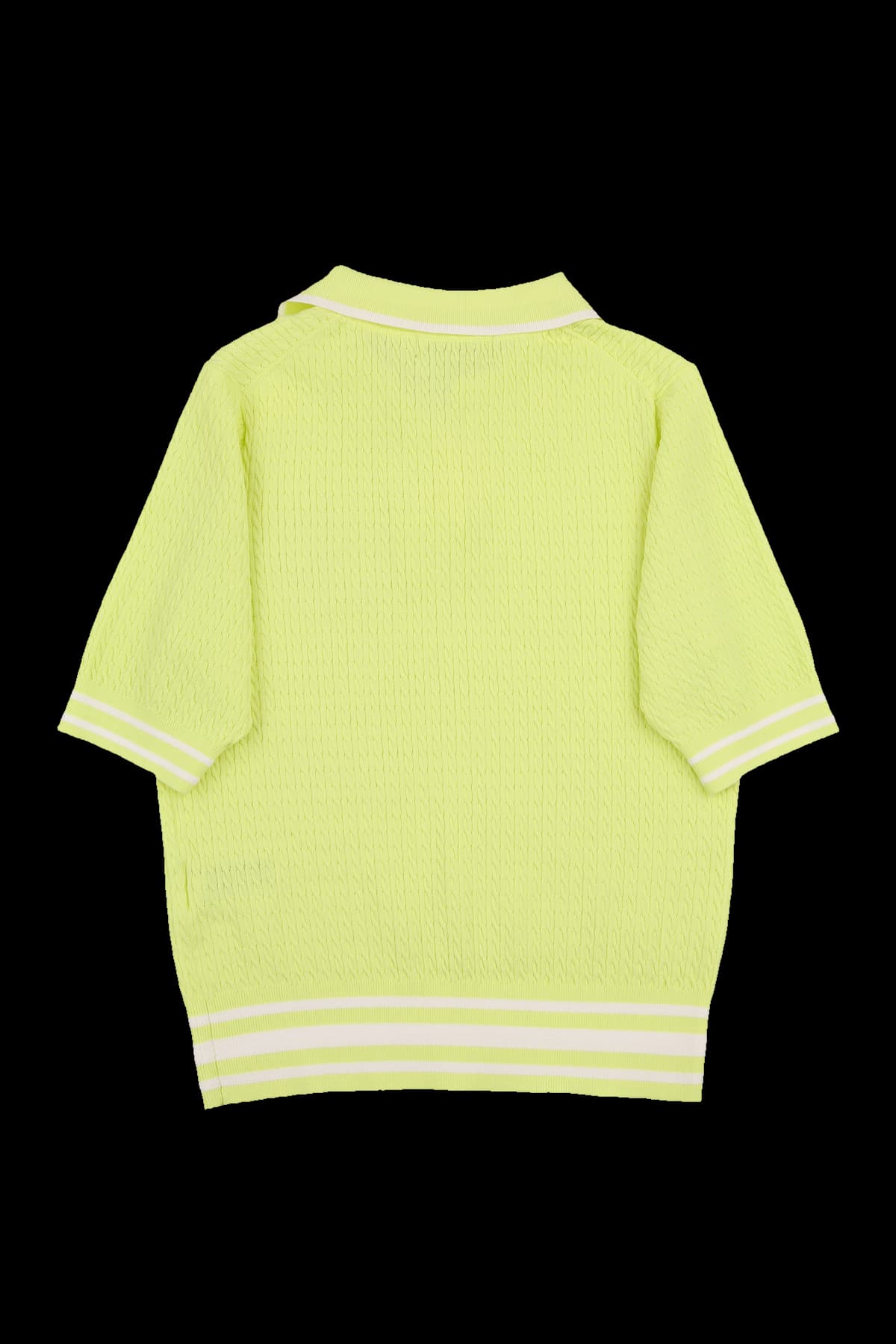 자수 케이블 카라 반팔 니트