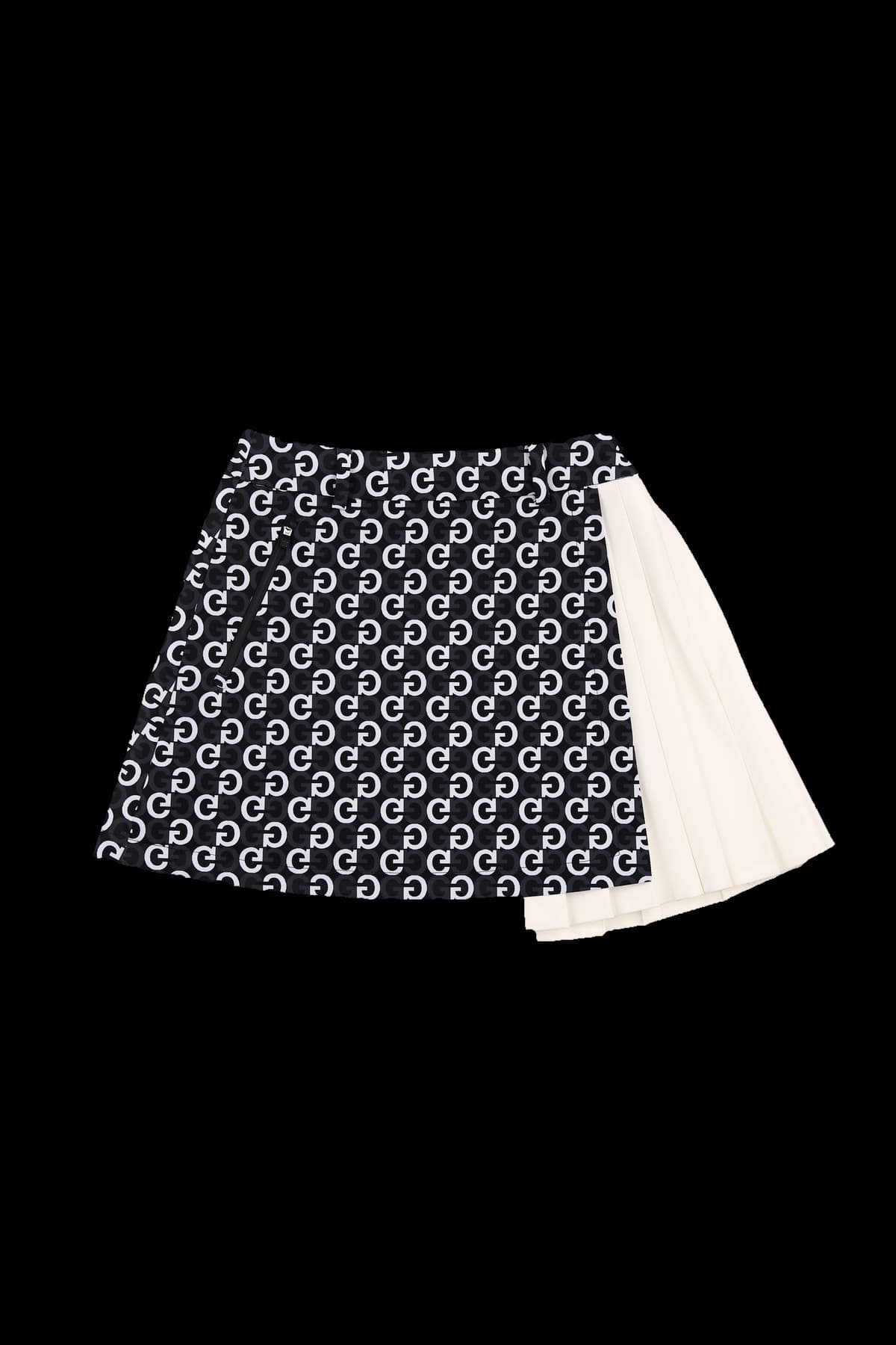 언발란스 배색 로고 스커트