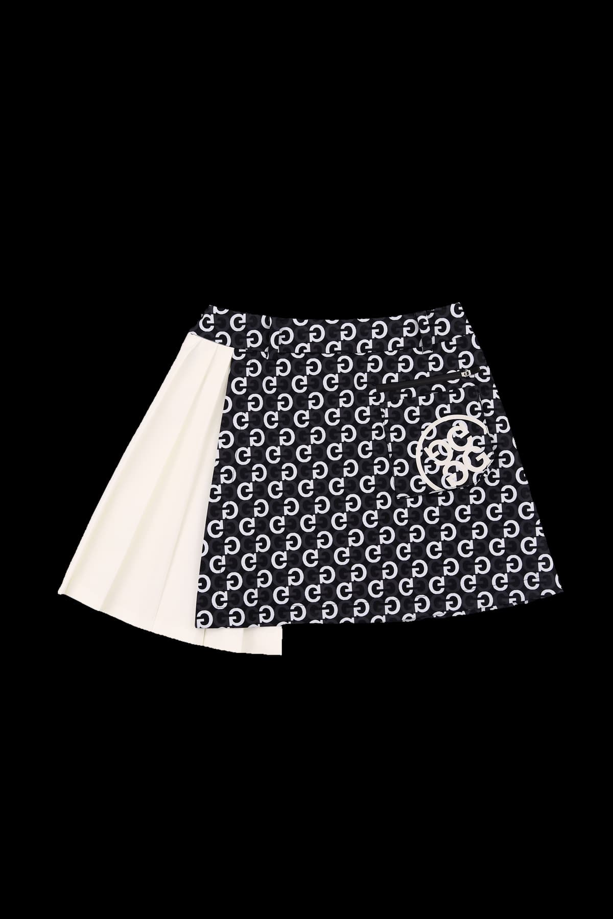 언발란스 배색 로고 스커트