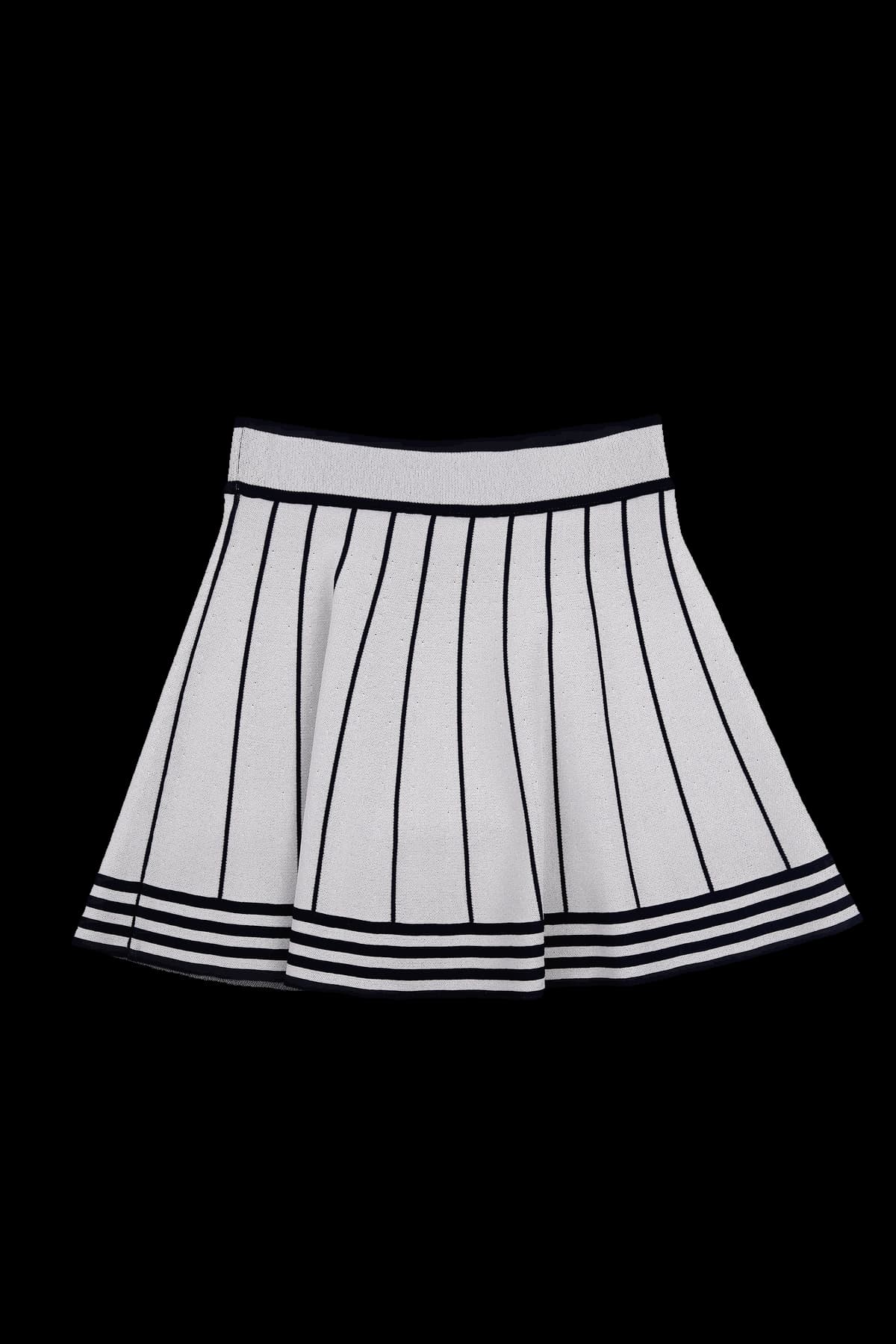 배색 라인 니트 스커트