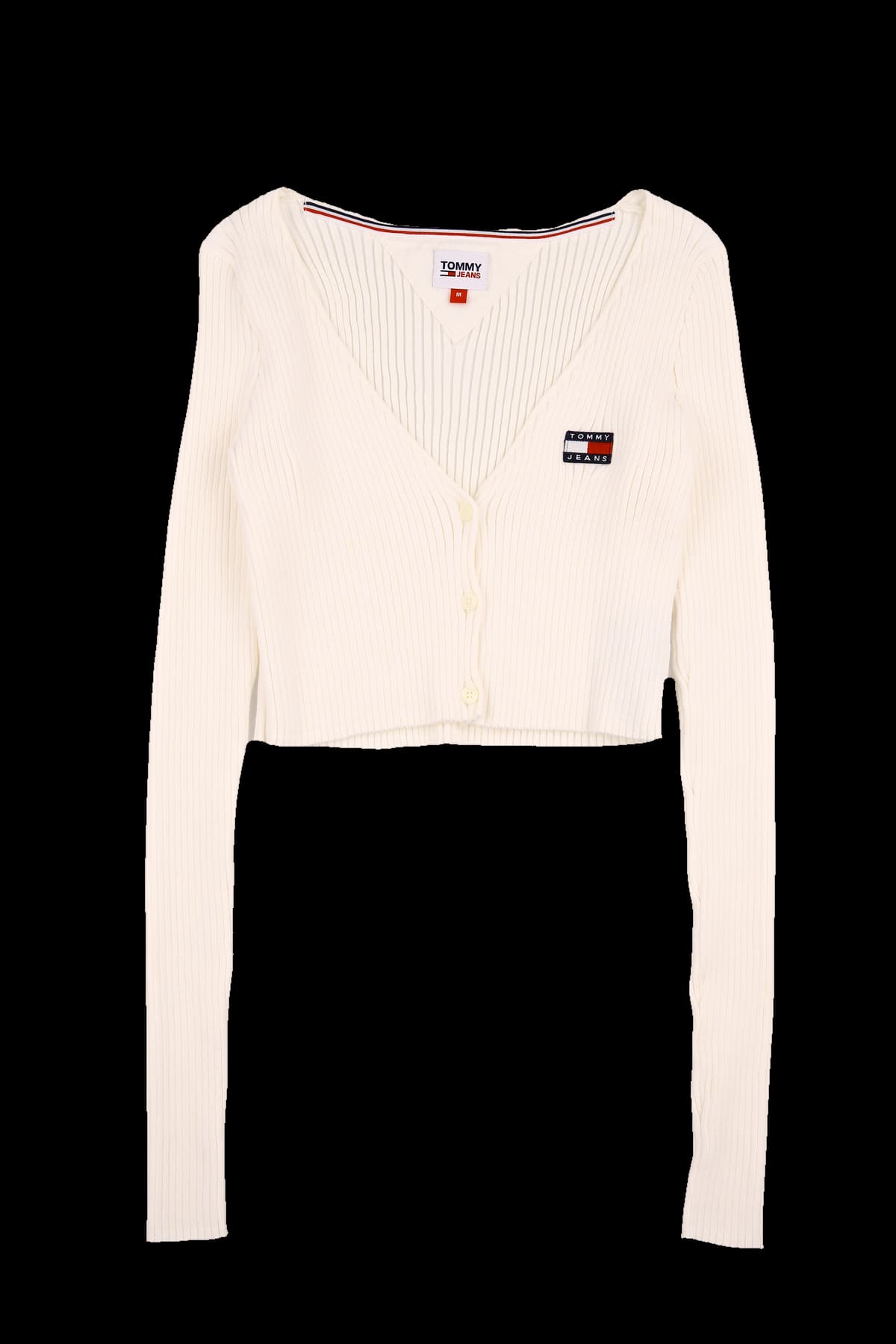 로고 패치 골지 니트 가디건