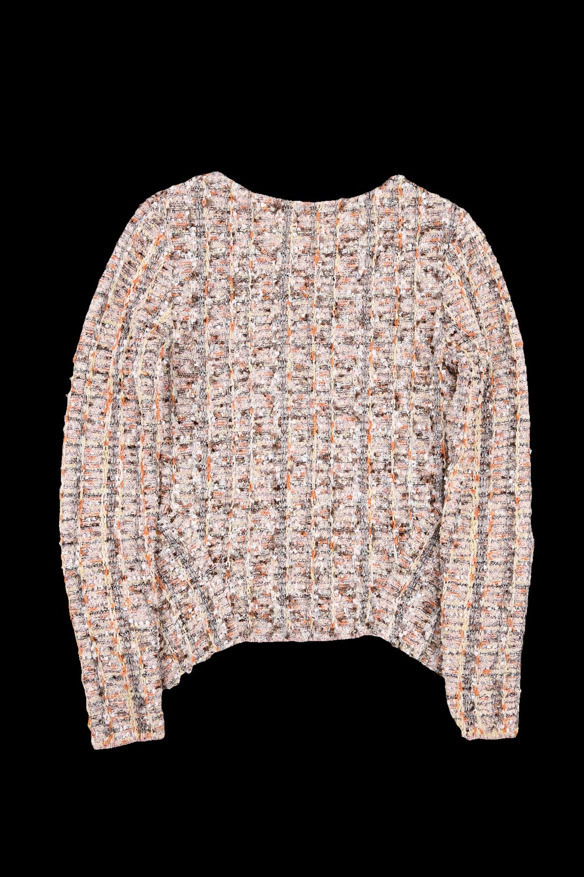 트위드 라운드 넥 집업 재킷 