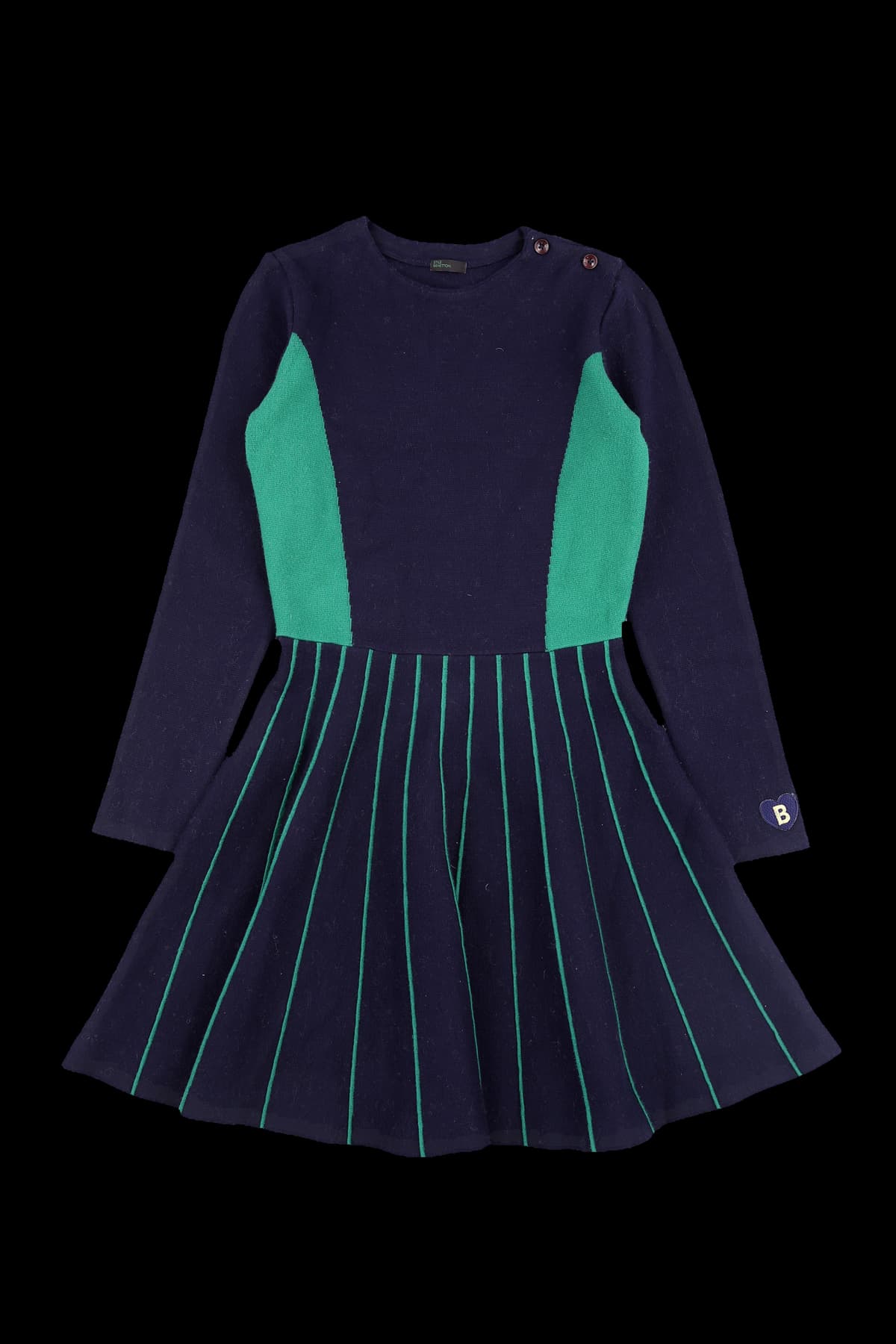 [키즈] 배색 스트라이프 니트 원피스 