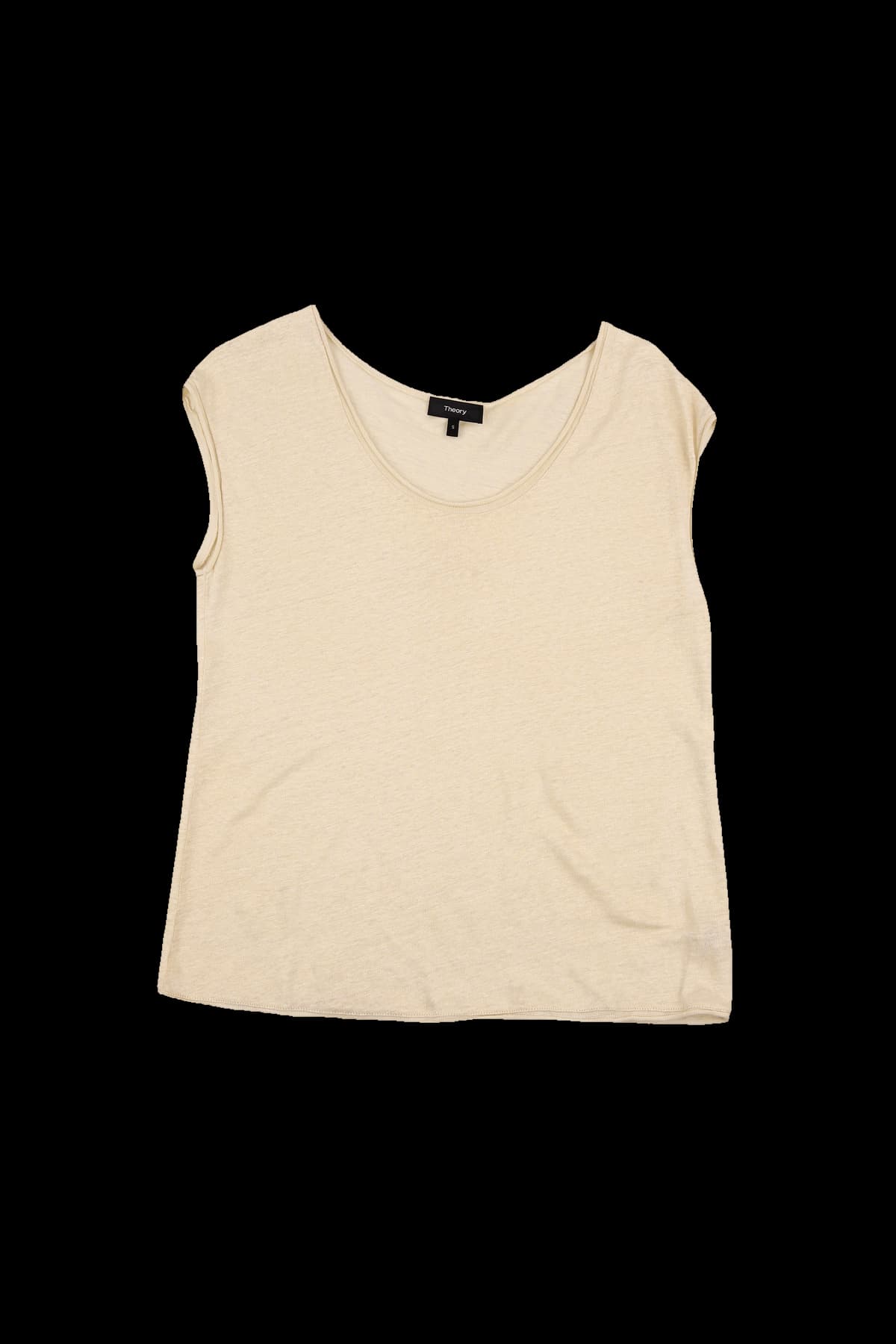 린넨 딥 넥 민소매 티셔츠