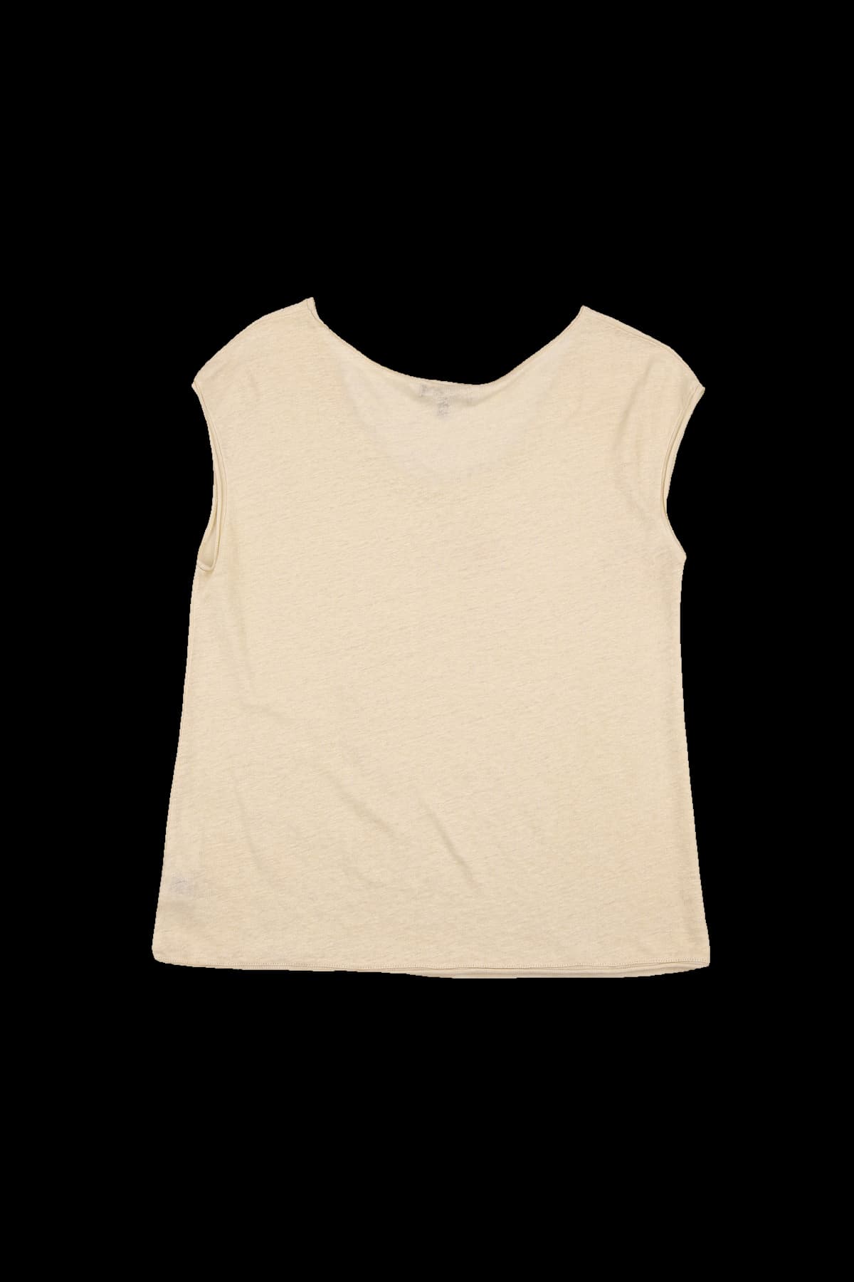 린넨 딥 넥 민소매 티셔츠