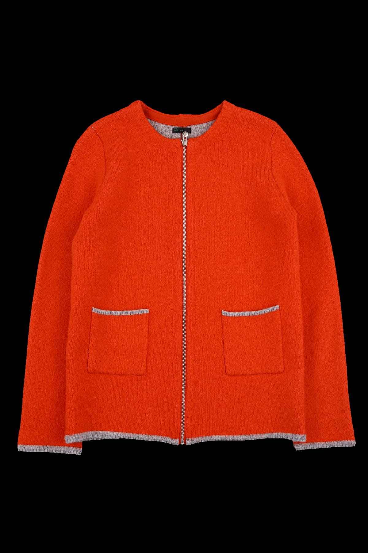 라운드 넥 베이직 니트 집업 