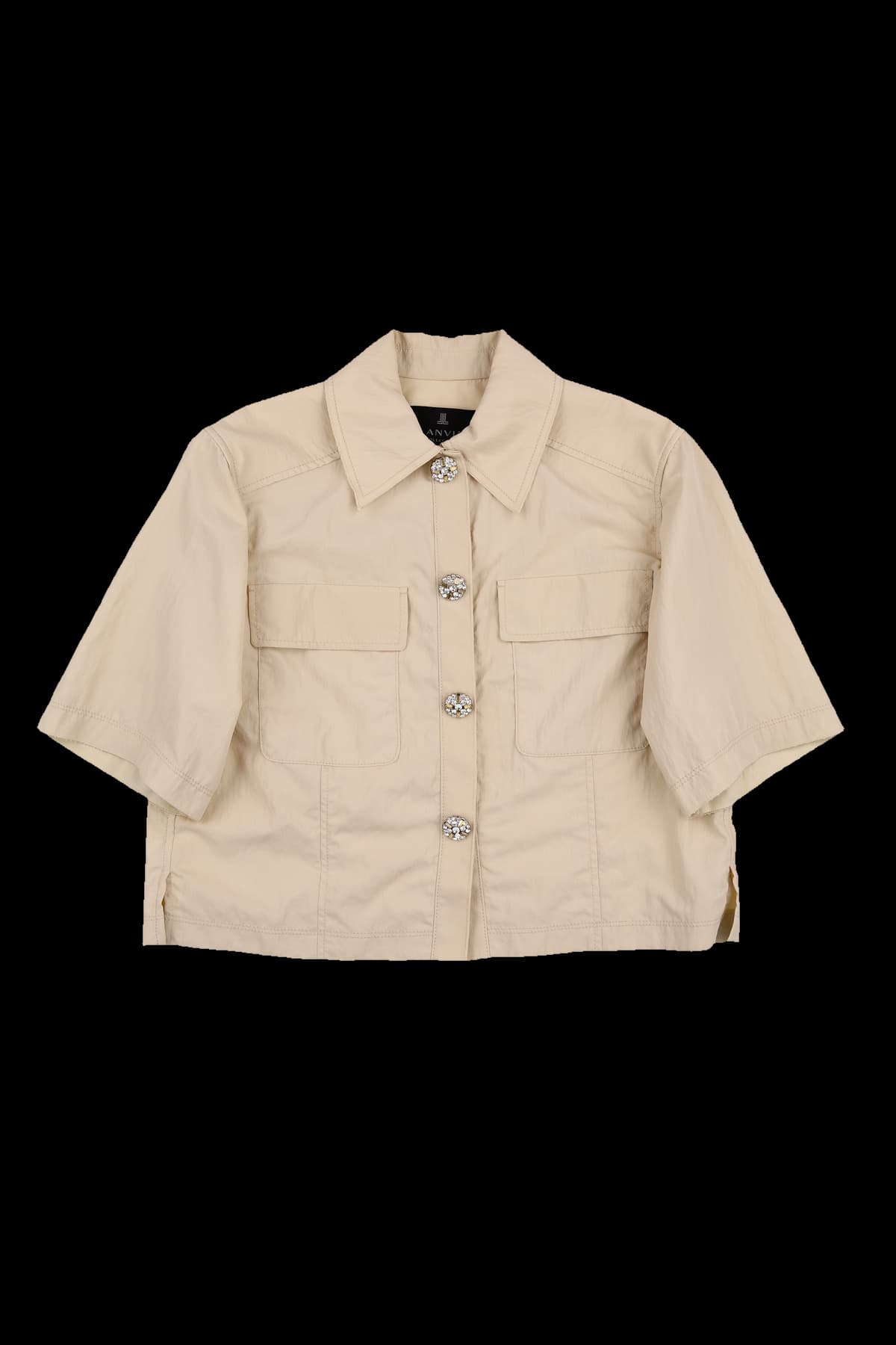 5부 큐빅 버튼 점퍼 