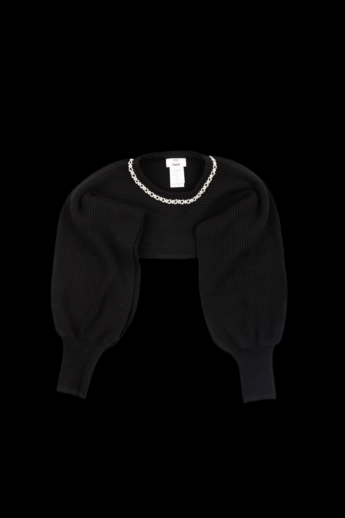 진주 포인트 트임 드랍 숄더 니트 