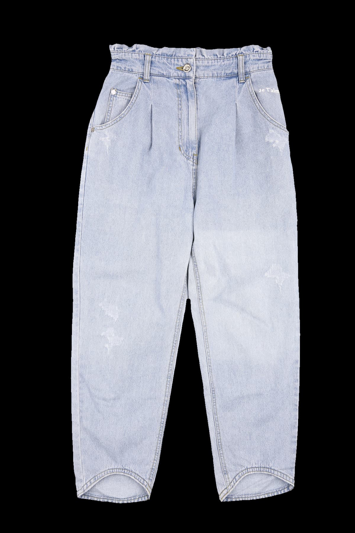 데미지 연청 데님 팬츠