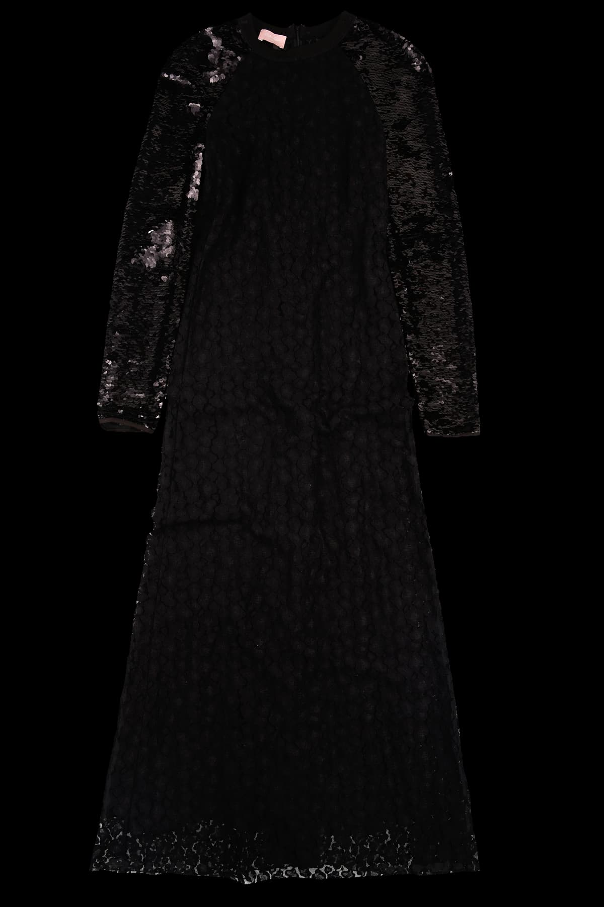 비즈 배색 레이스 롱 원피스