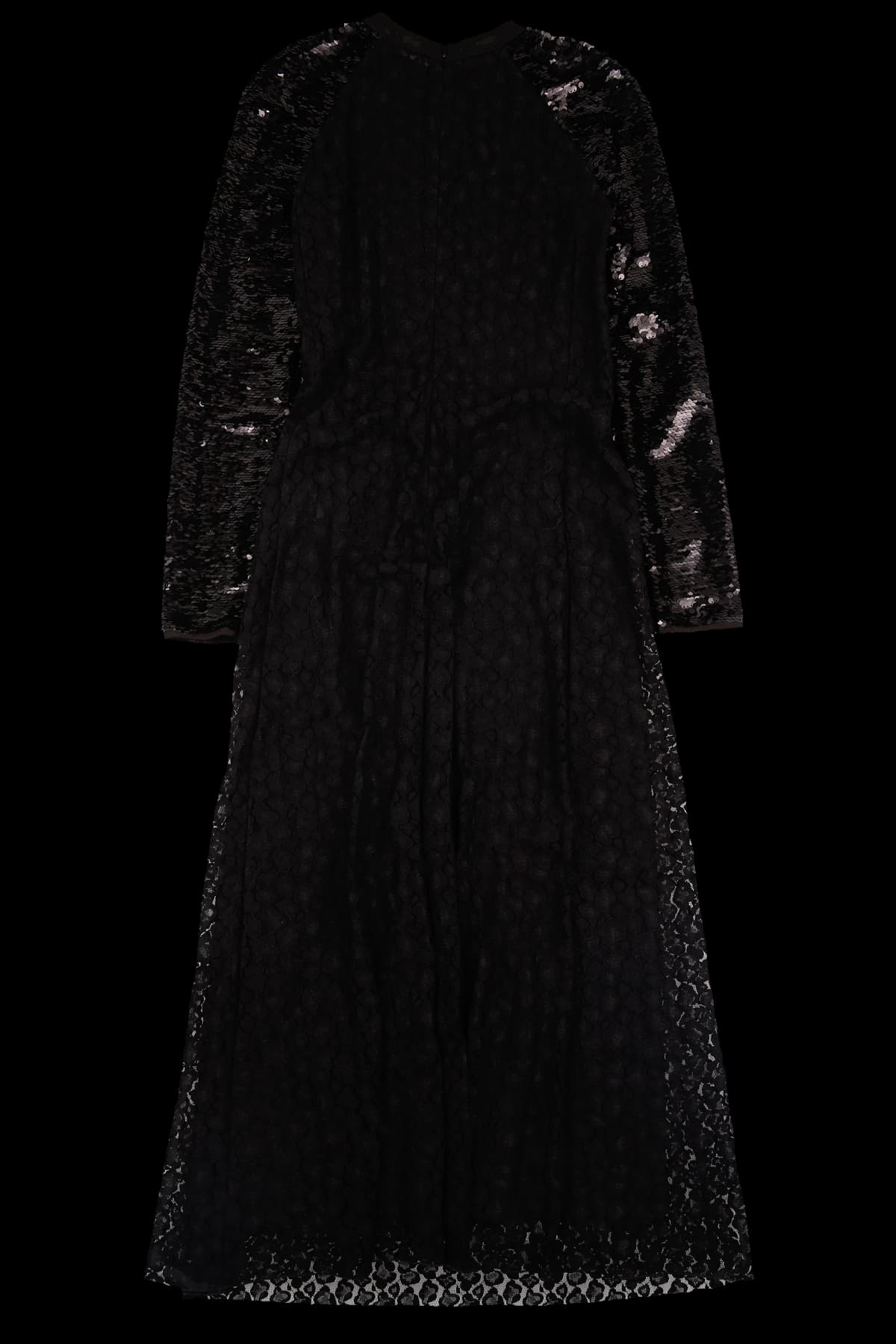 비즈 배색 레이스 롱 원피스