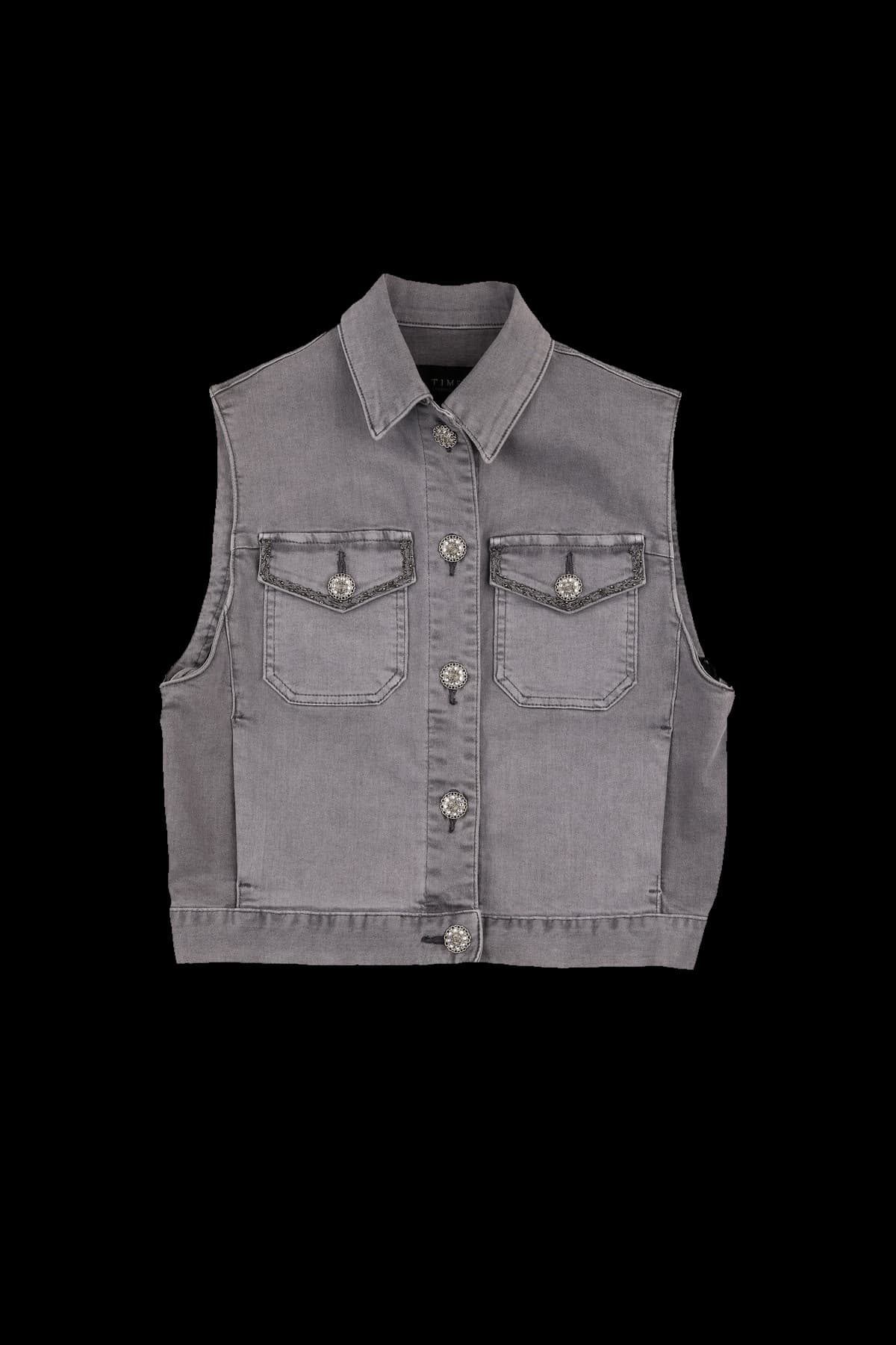 버클 포인트 데님 베스트