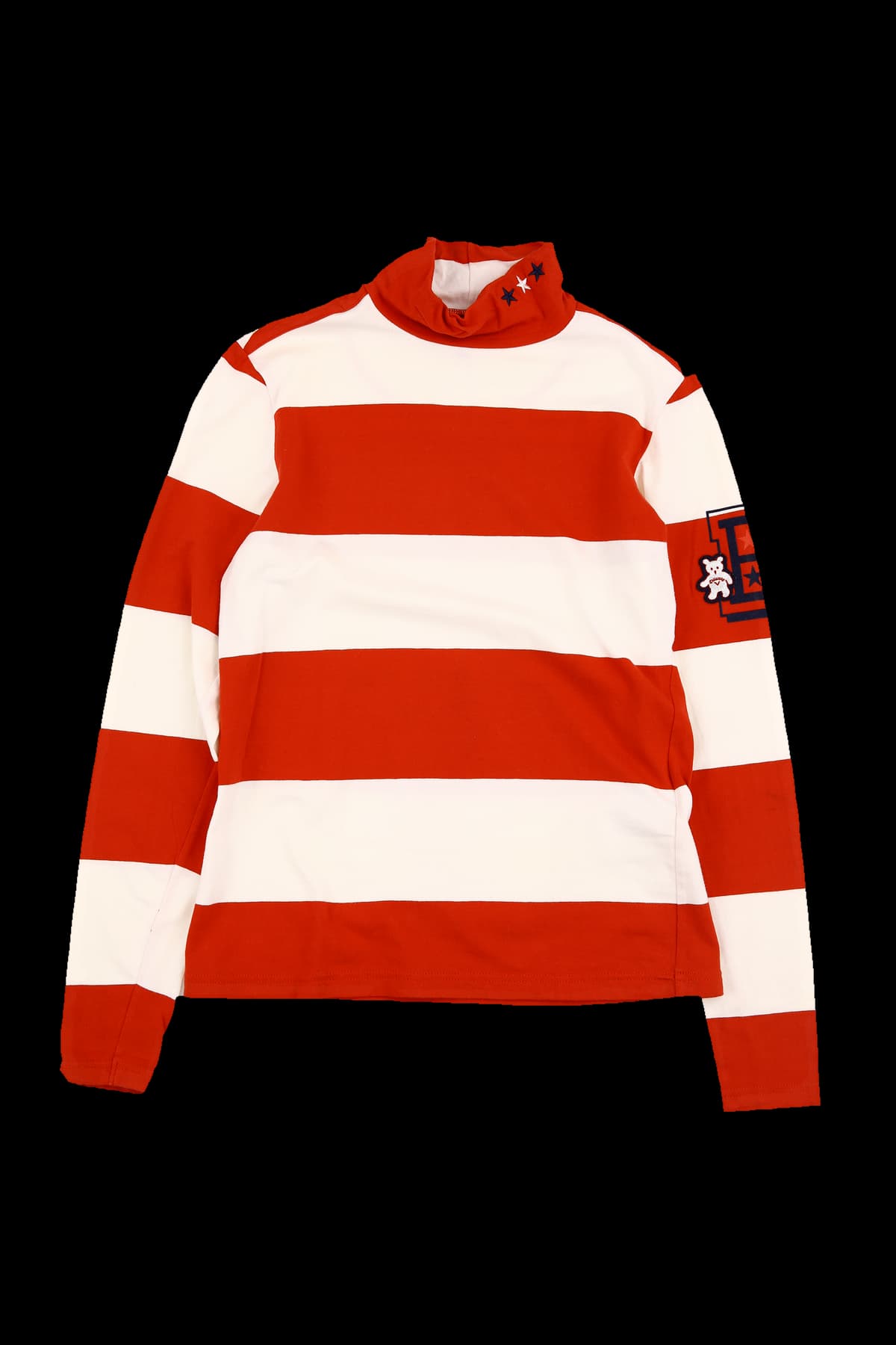 스트라이프 하이넥 티셔츠