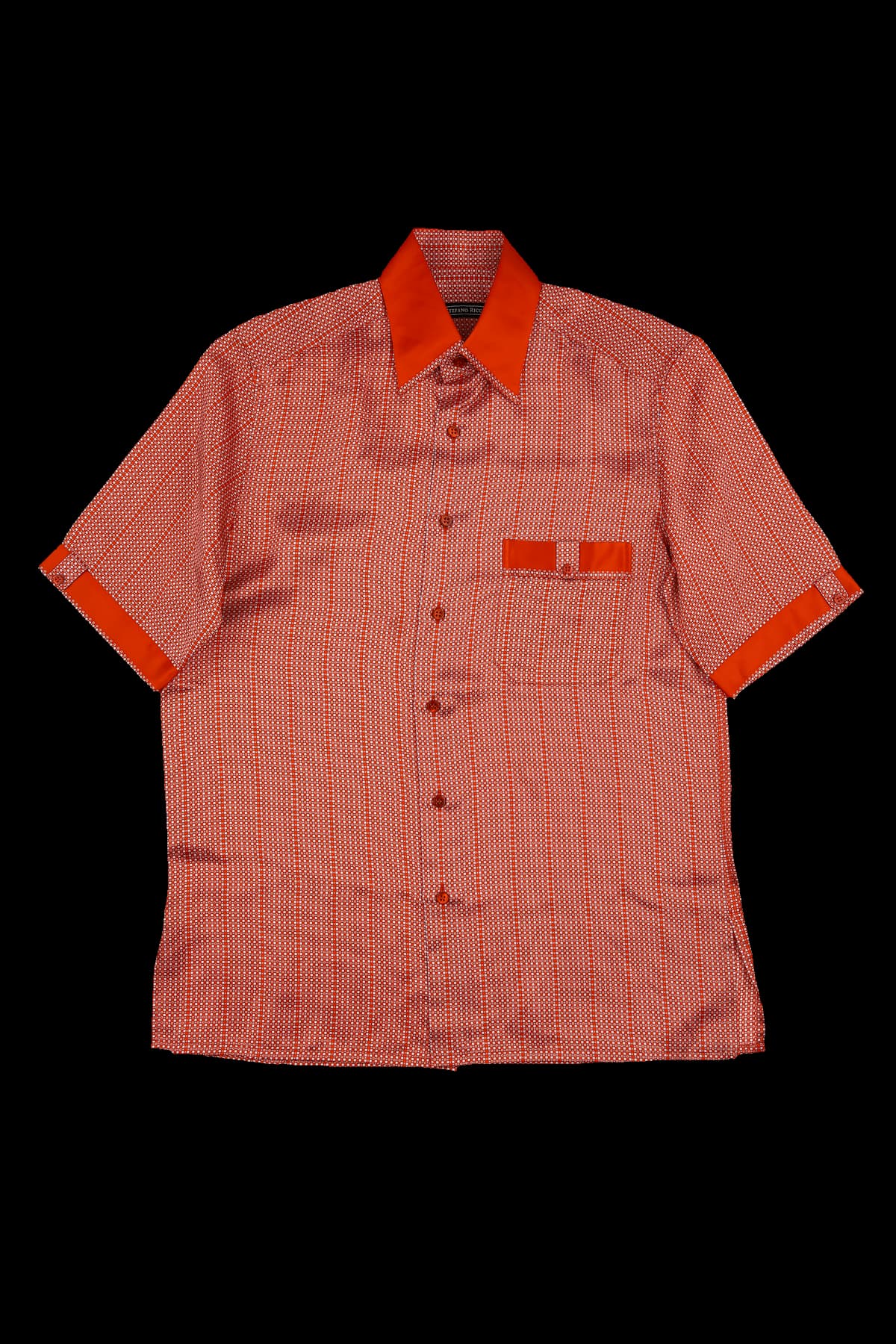 [남성] 패턴 실크 반팔 셔츠