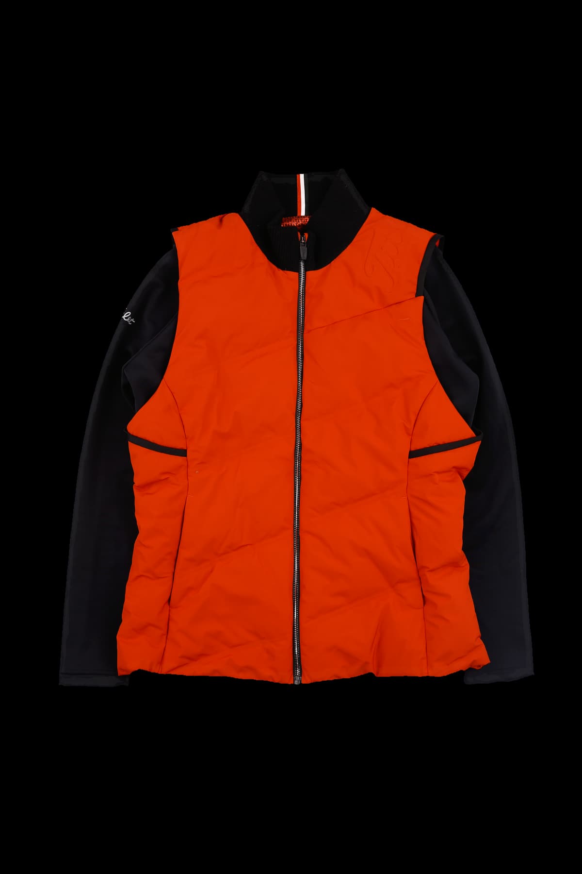 배색 긴팔 조끼 패딩 