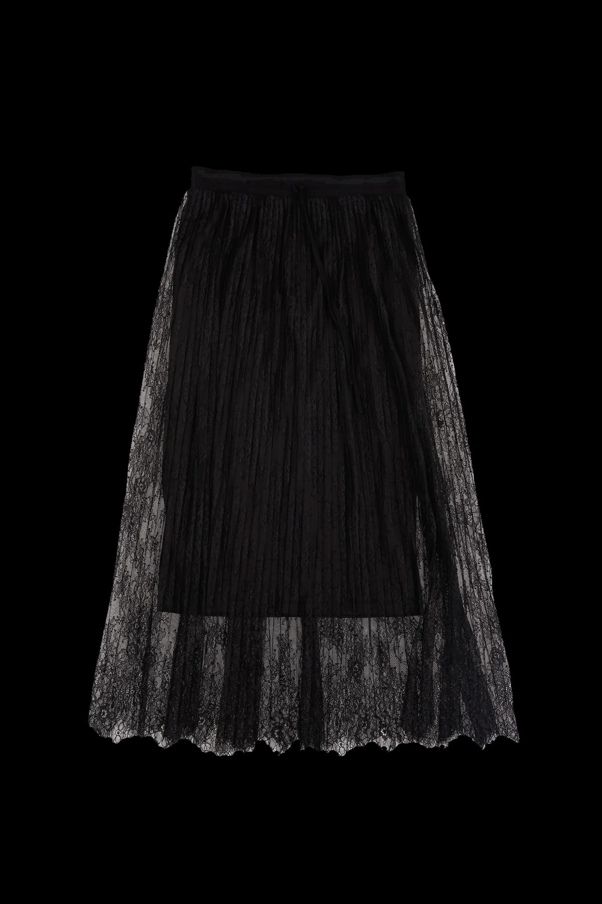 시스루 플리츠 롱 스커트 