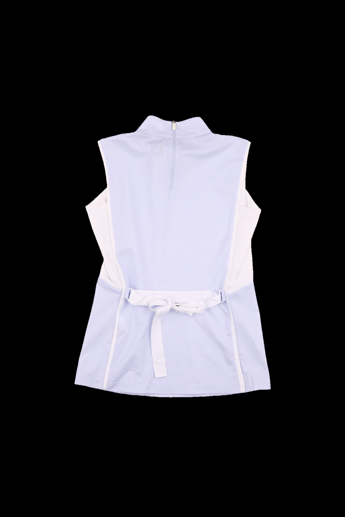 스트라이프 하프넥 슬리브리스 티셔츠