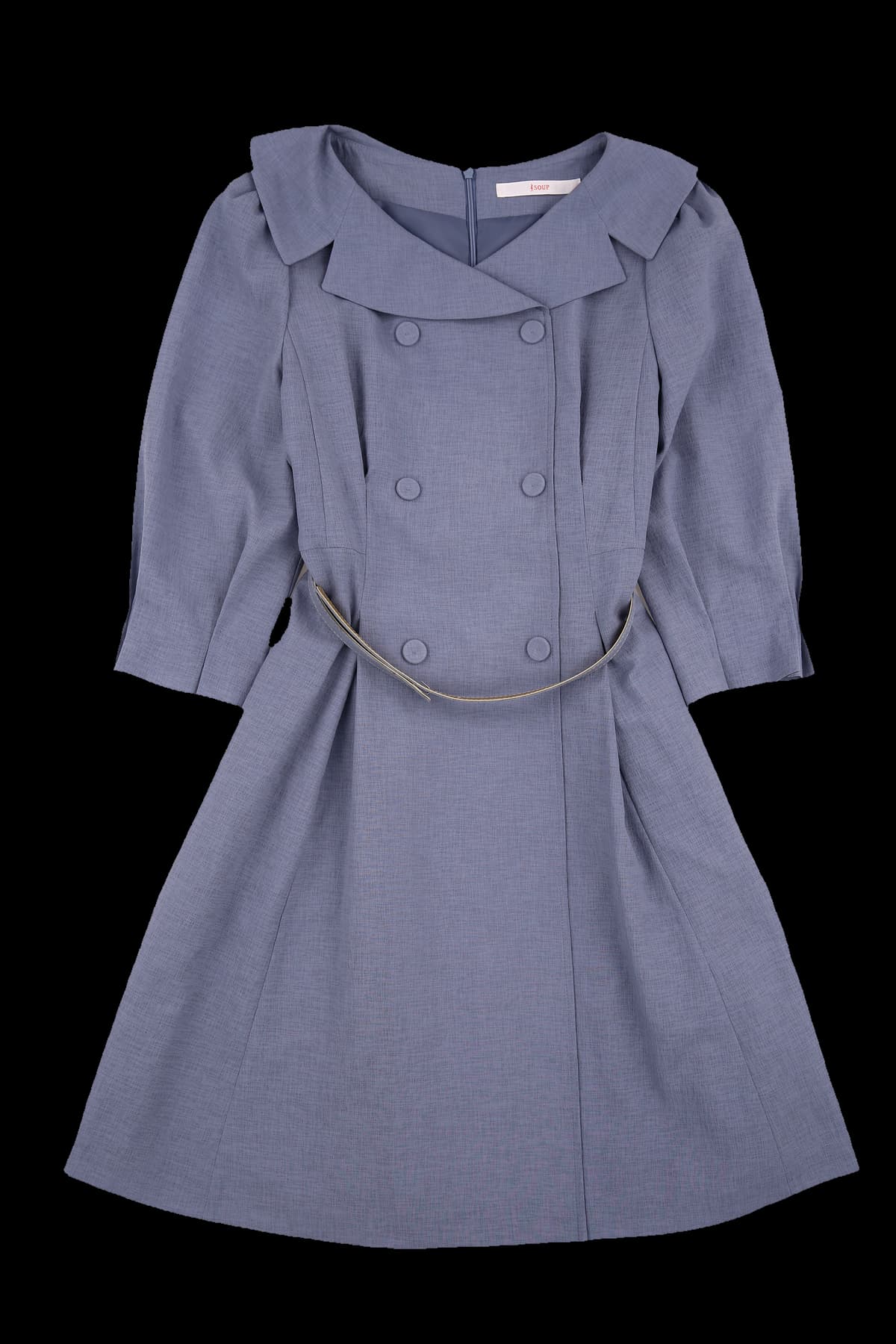 더블 버튼 벨트 원피스