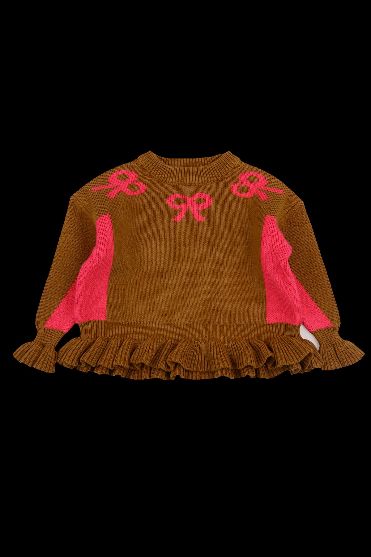 [키즈] 배색 라인 프릴 긴팔 니트