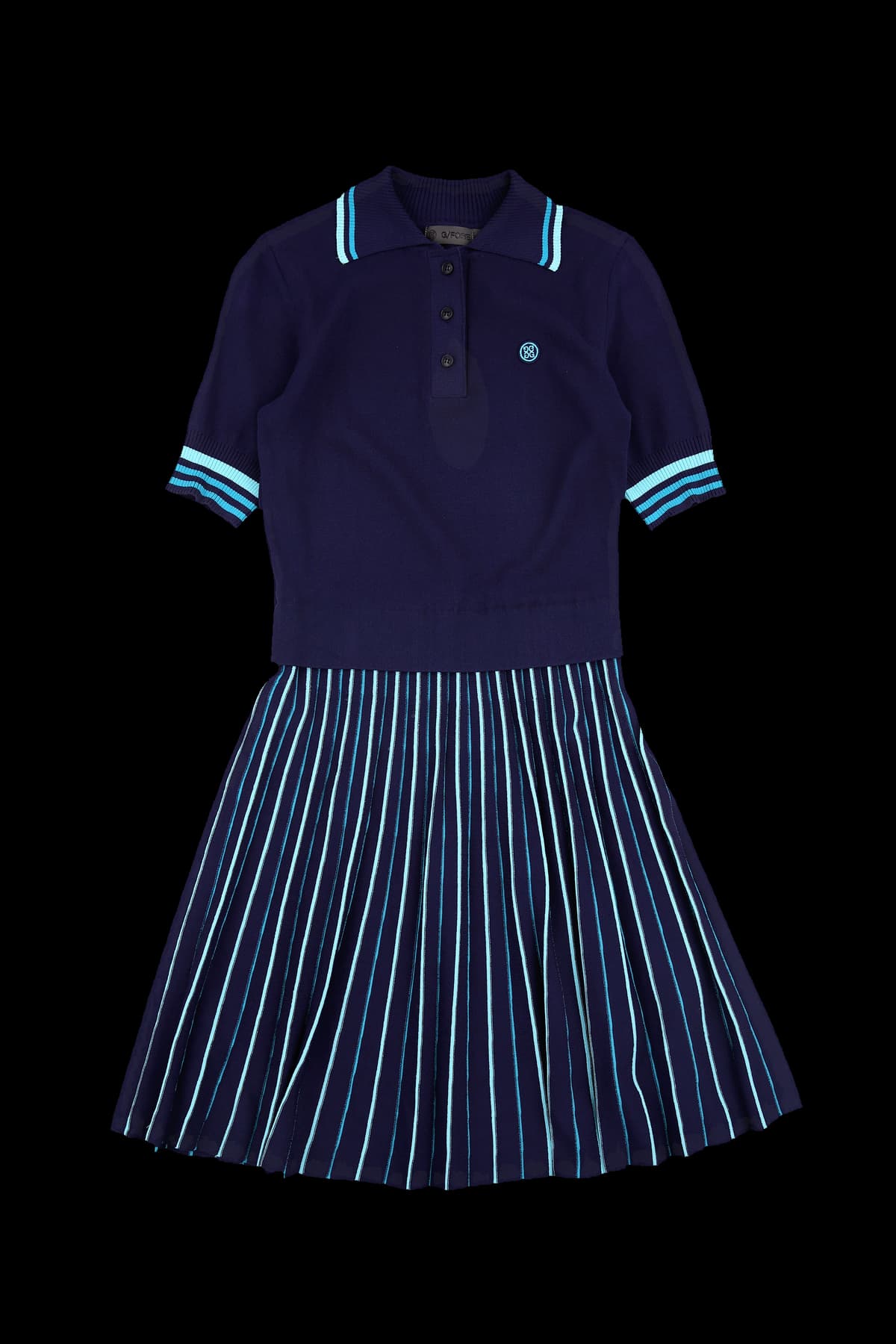 스트라이프 니트 미디 원피스 