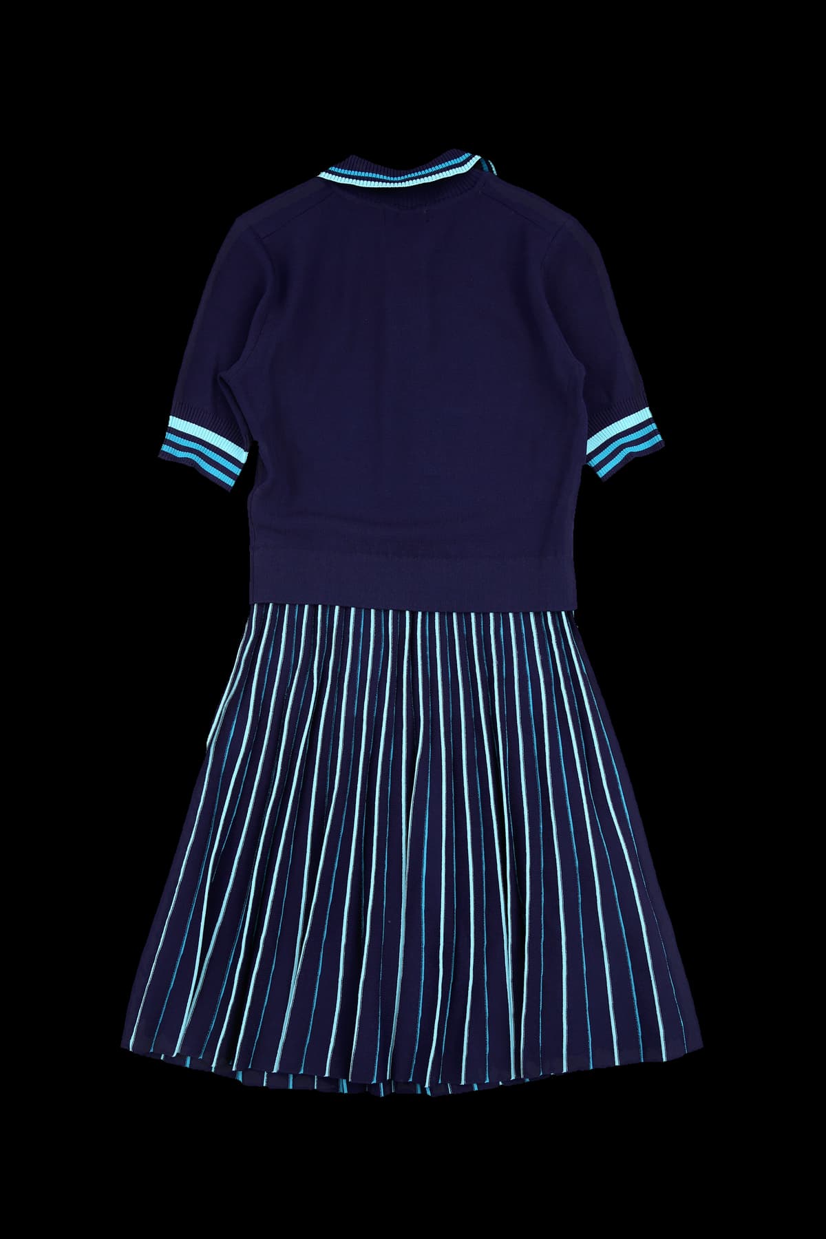 스트라이프 니트 미디 원피스 