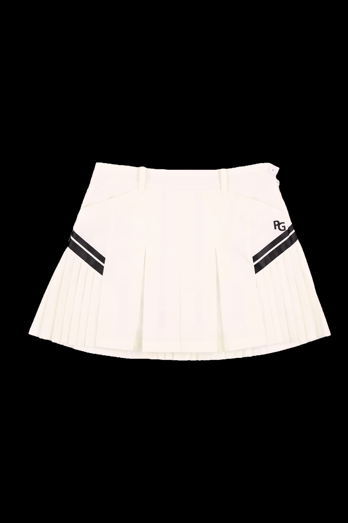 프린팅 라인 플리츠 스커트