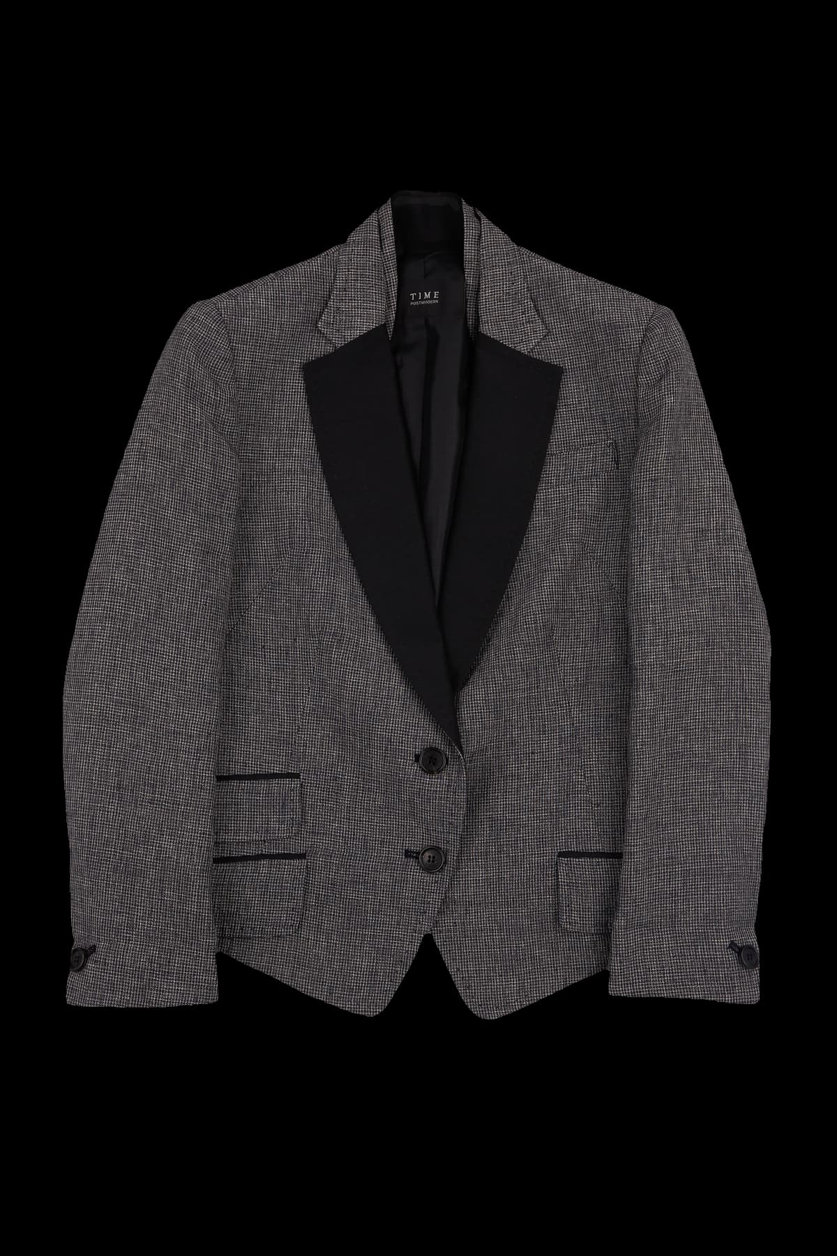 페이크 포켓 카라 배색 재킷 