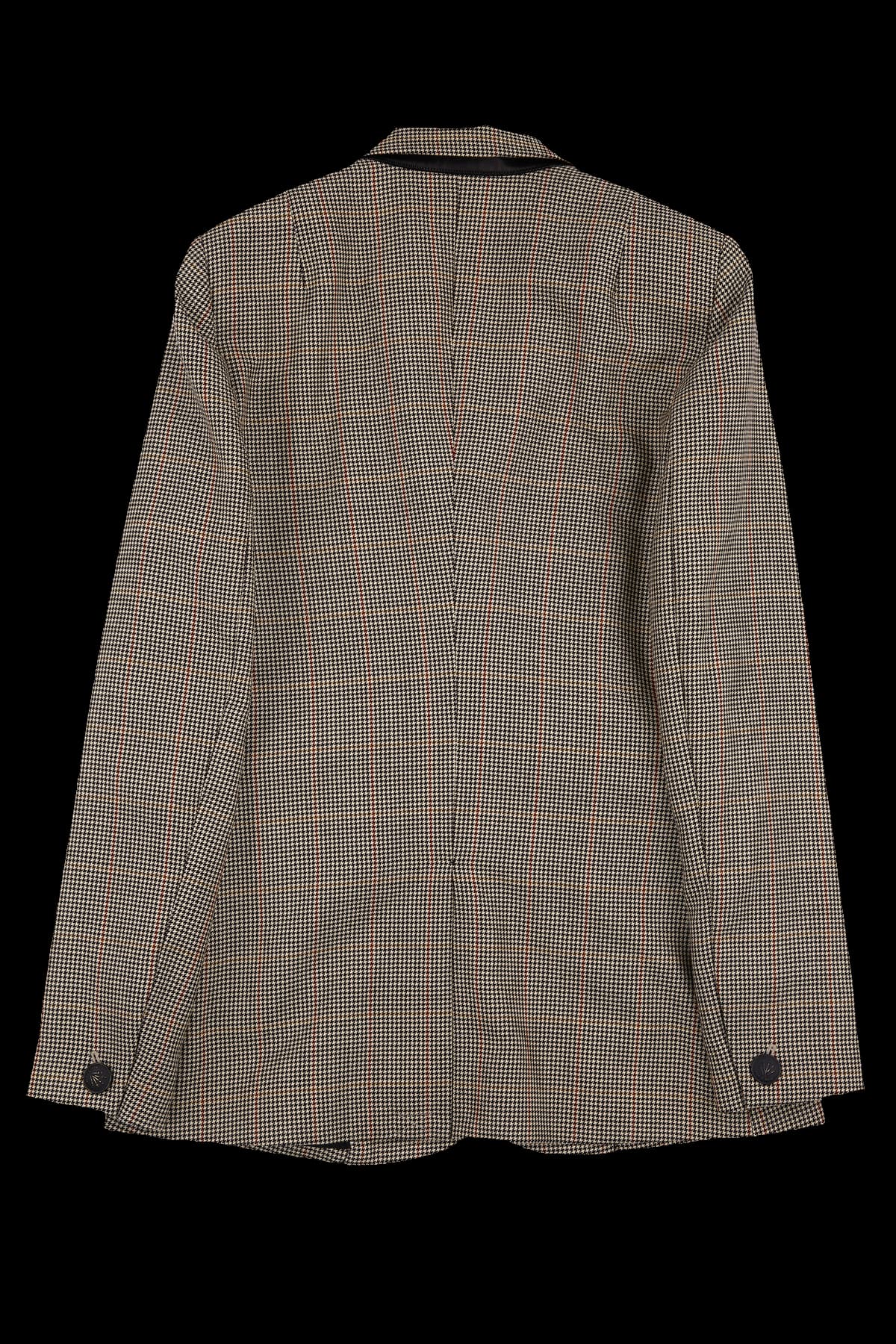 울 체크 블레이저