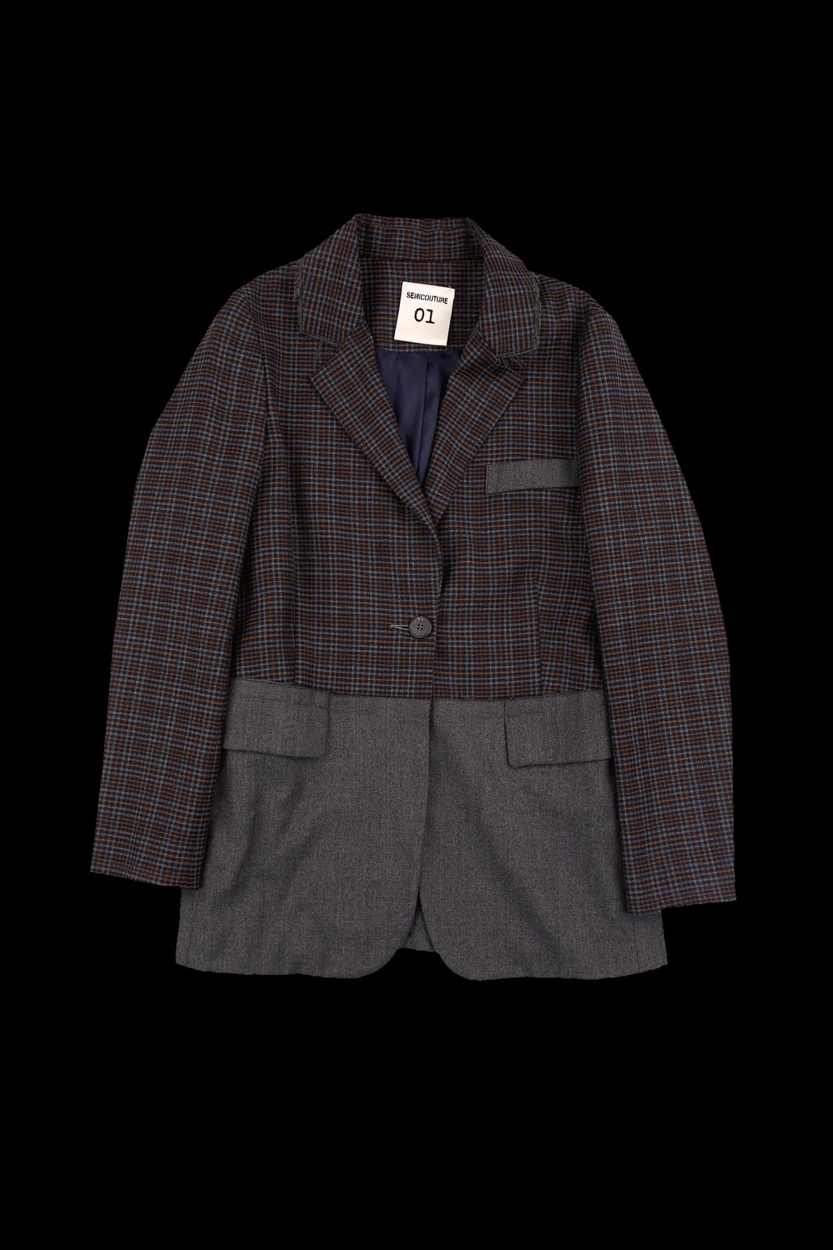 하운드투스 체크 원버튼 자켓