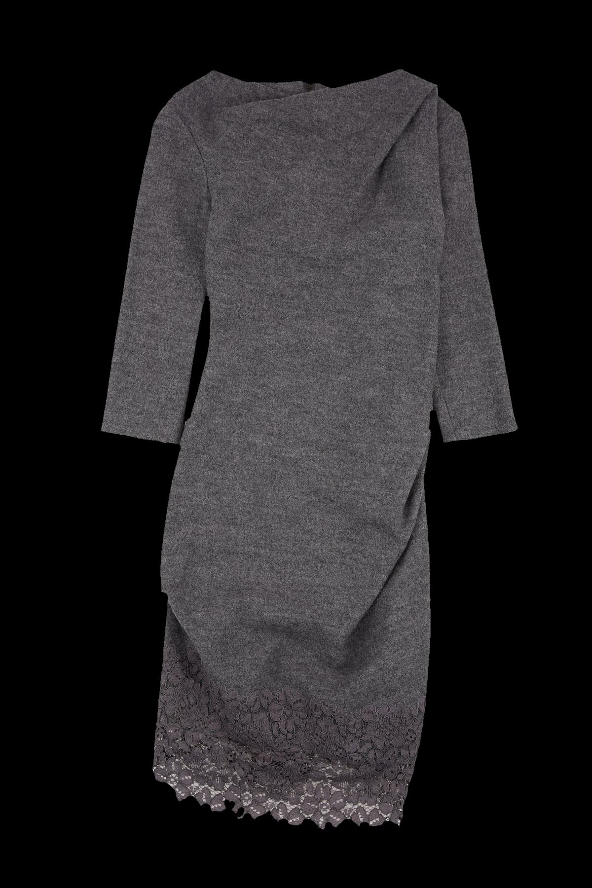 울 레이스 트리밍 원피스