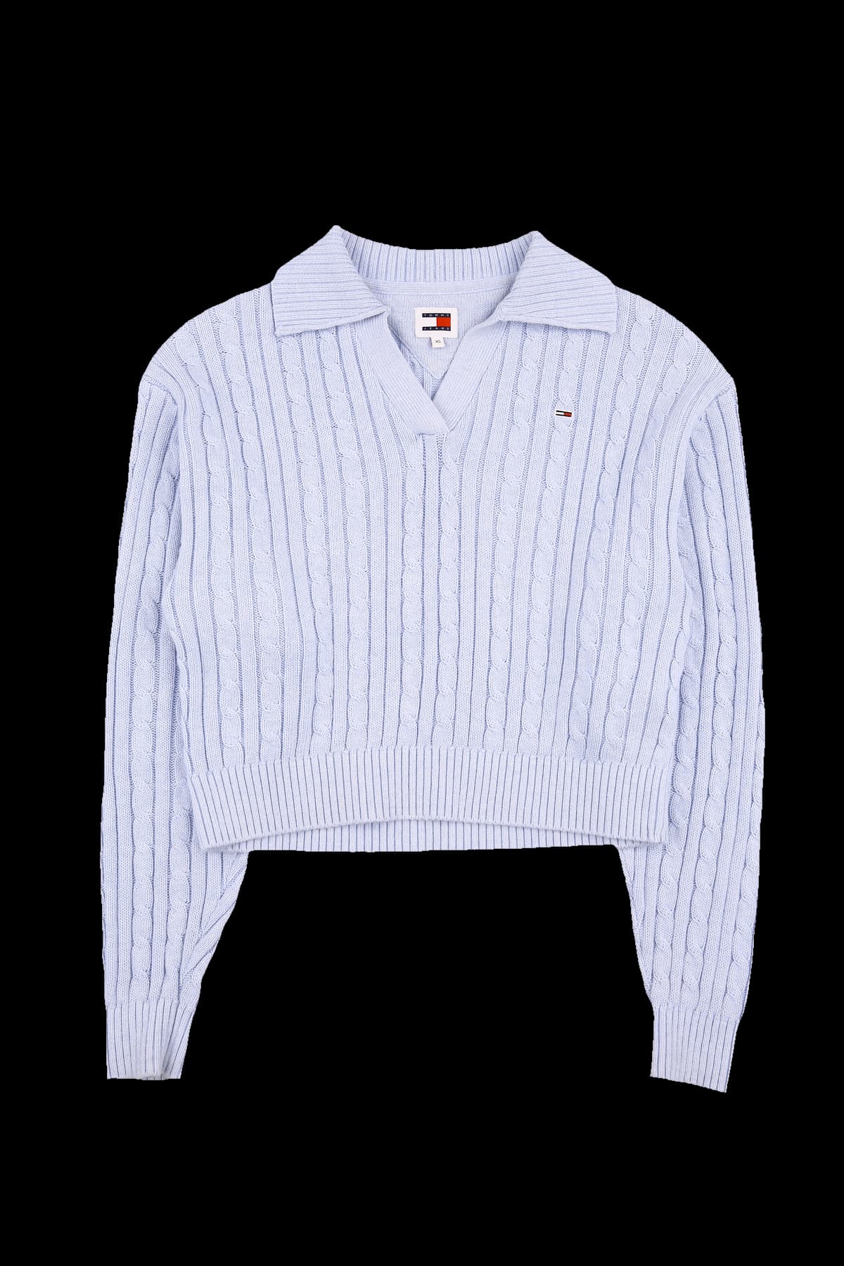 긴팔 카라 크롭니트