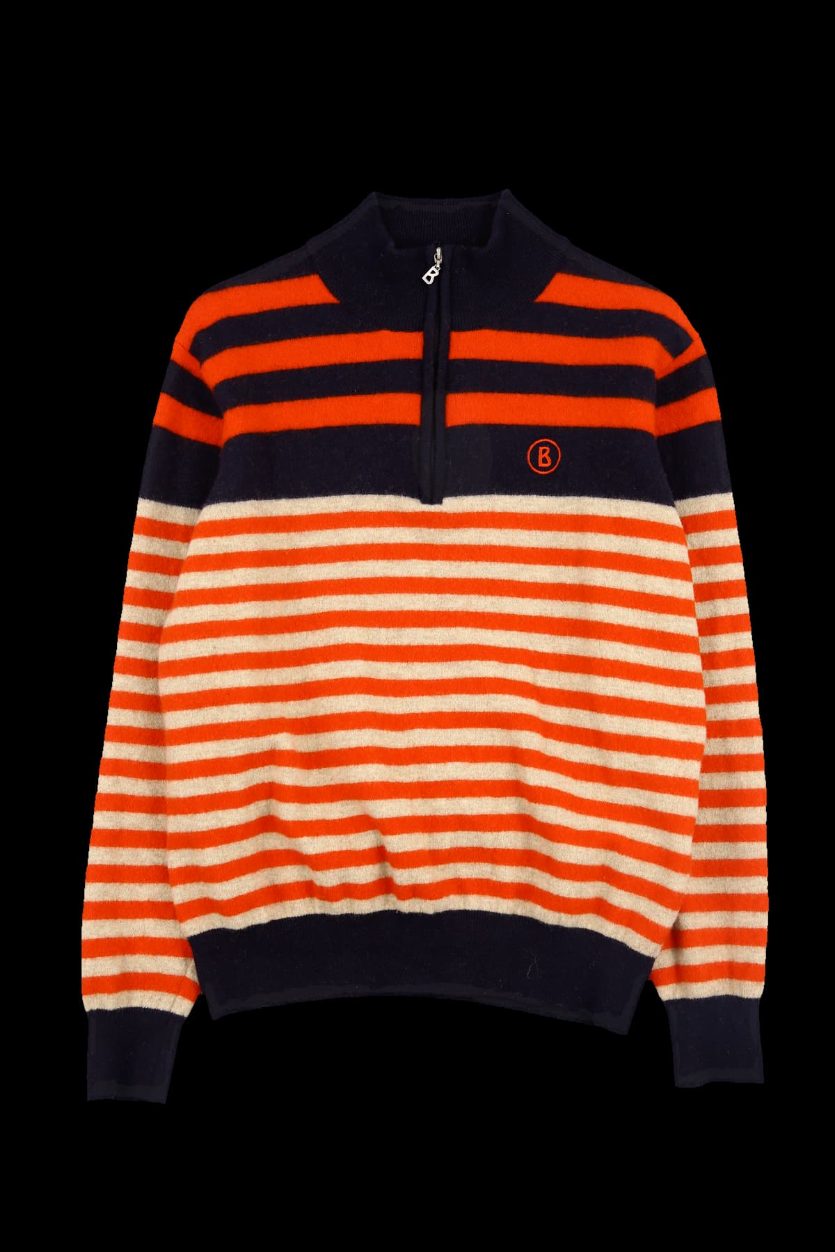 [남성] 스트라이프 반집업 니트