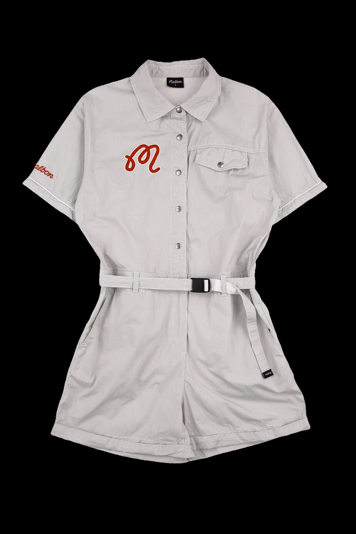 자수 반팔 점프수트