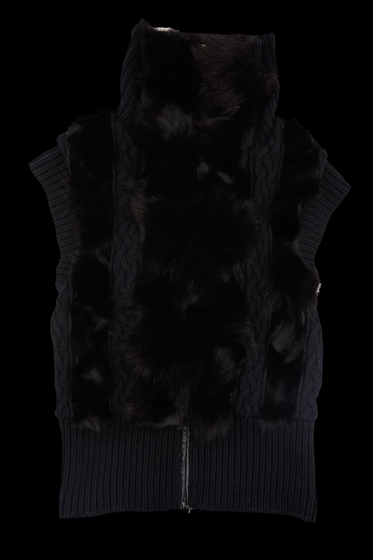 니트 퍼 민소매 자켓