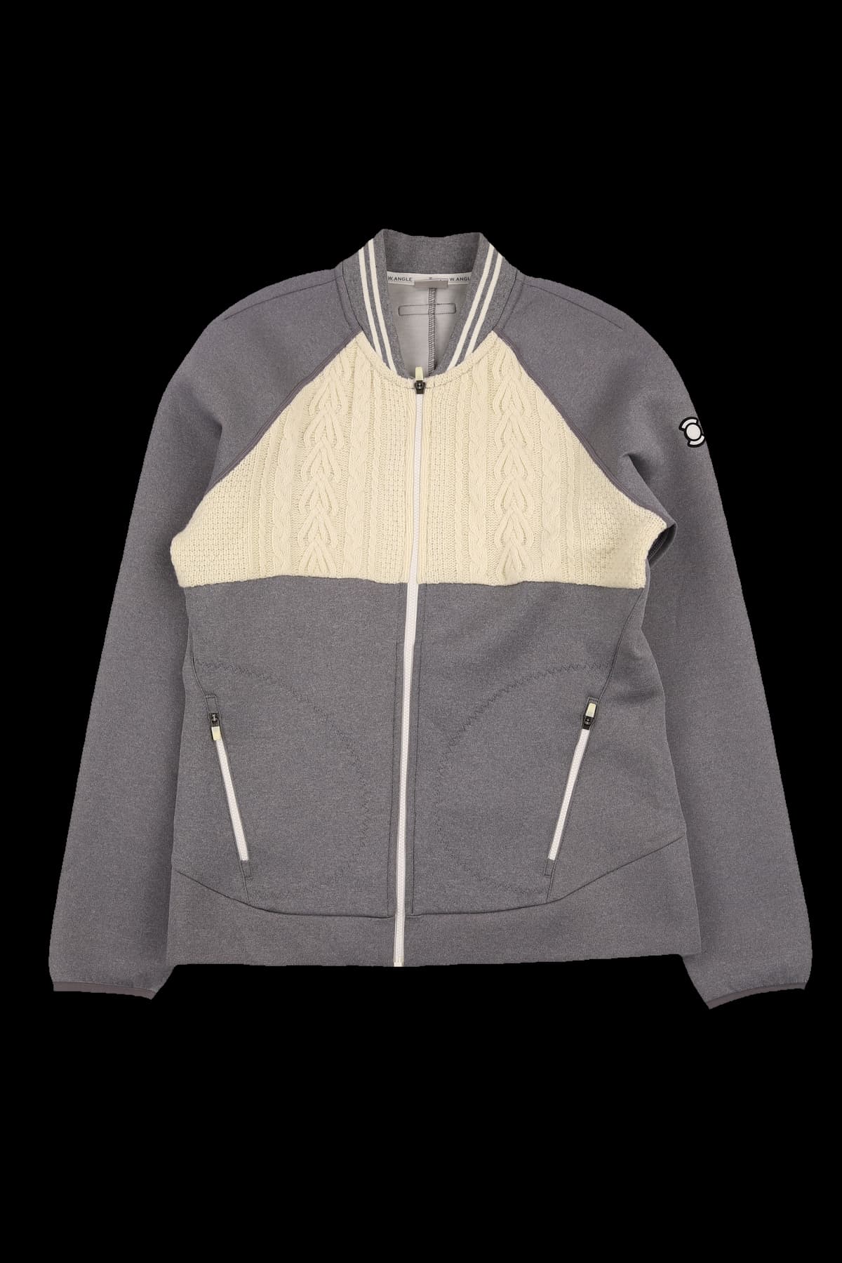 배색 니트 풀 집업