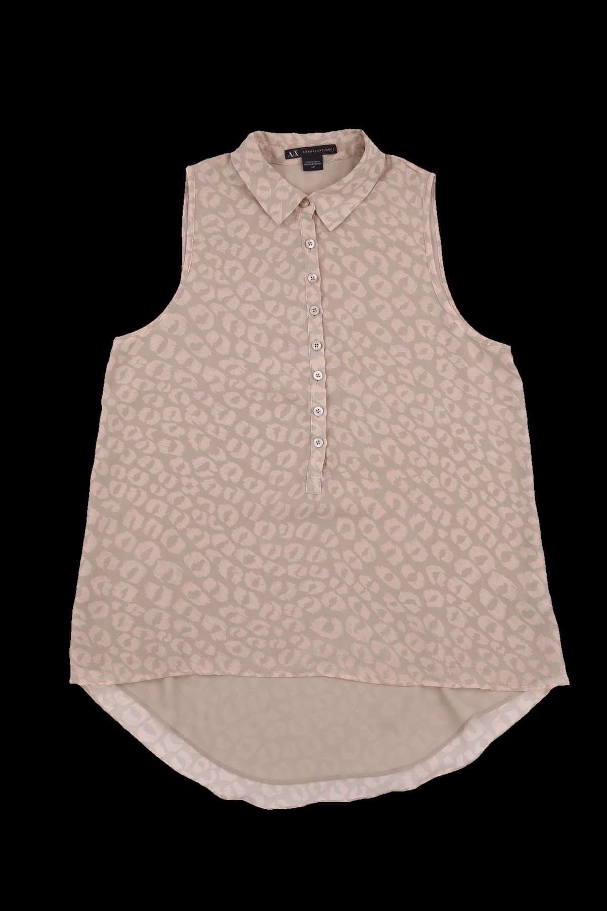 호피 슬리브리스 쉬폰 블라우스