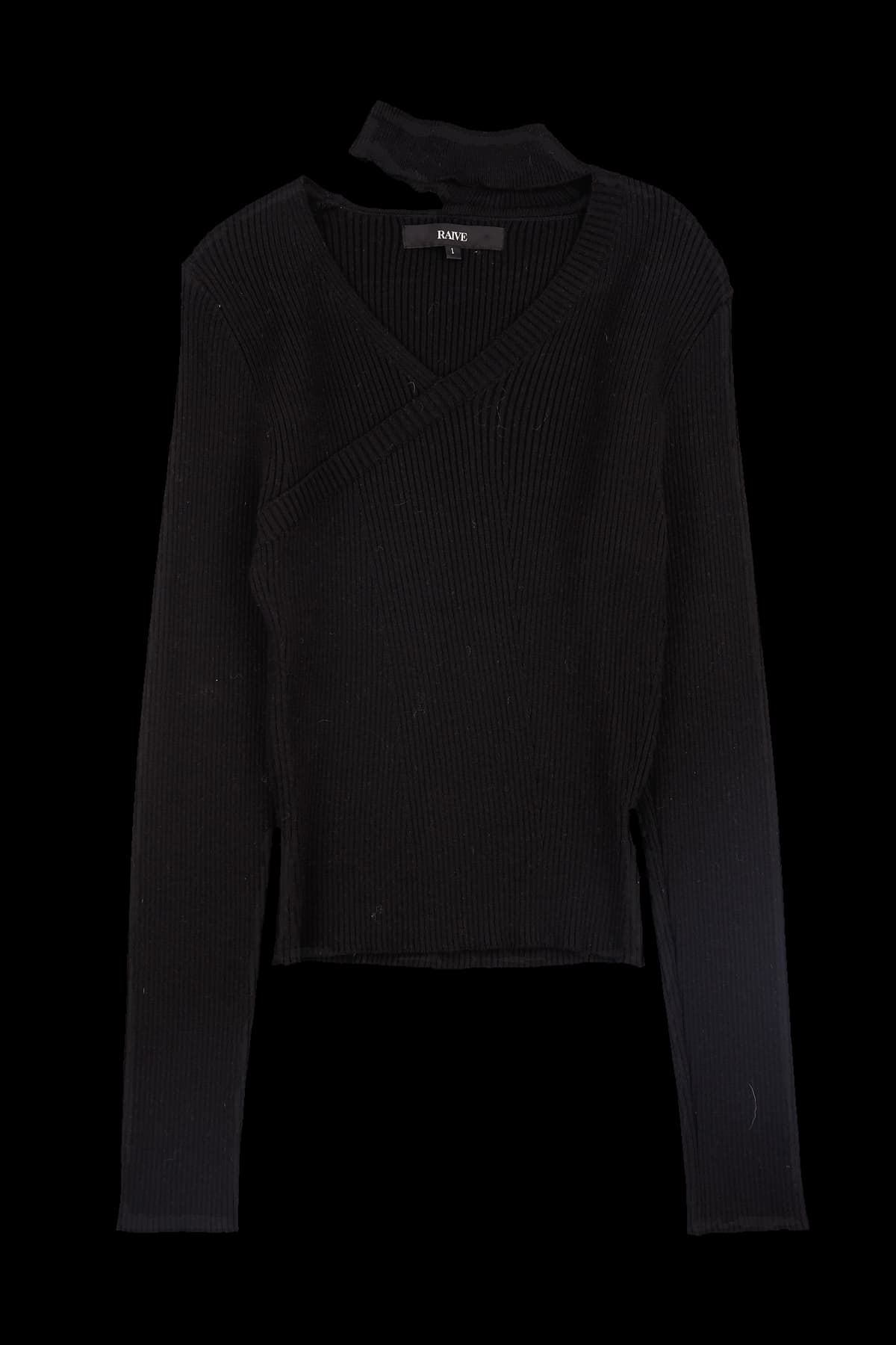 넥 포인트 골지 니트