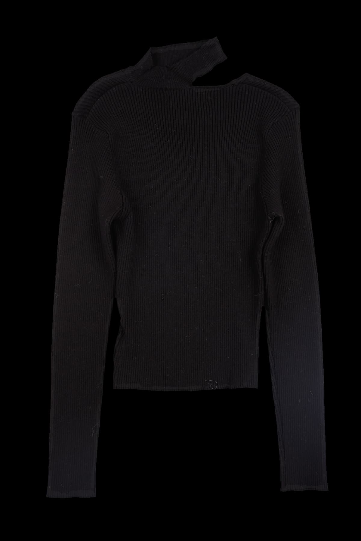 넥 포인트 골지 니트